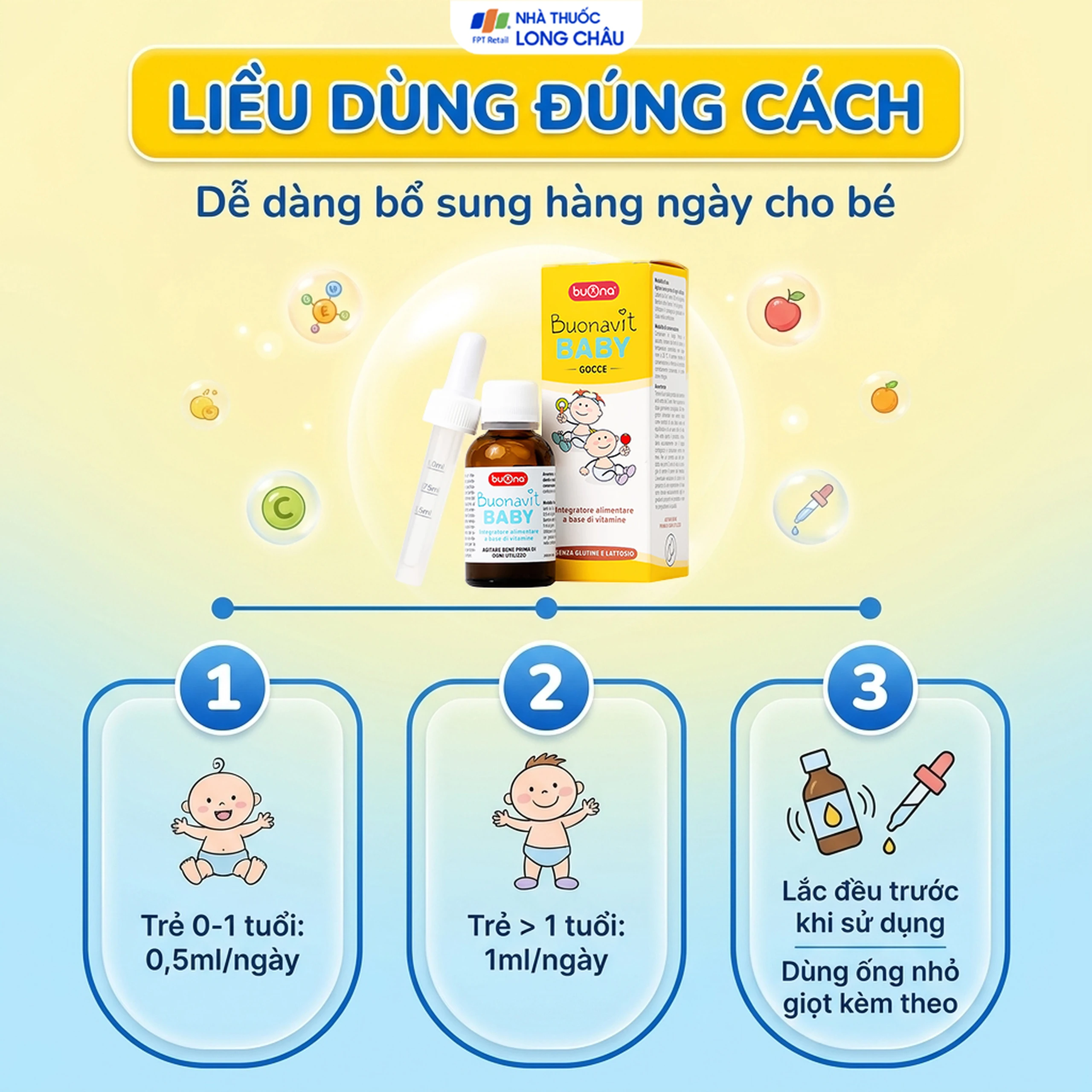 Dung dịch bổ sung vitamin cho trẻ Buona Buonavit Baby (20ml) 5