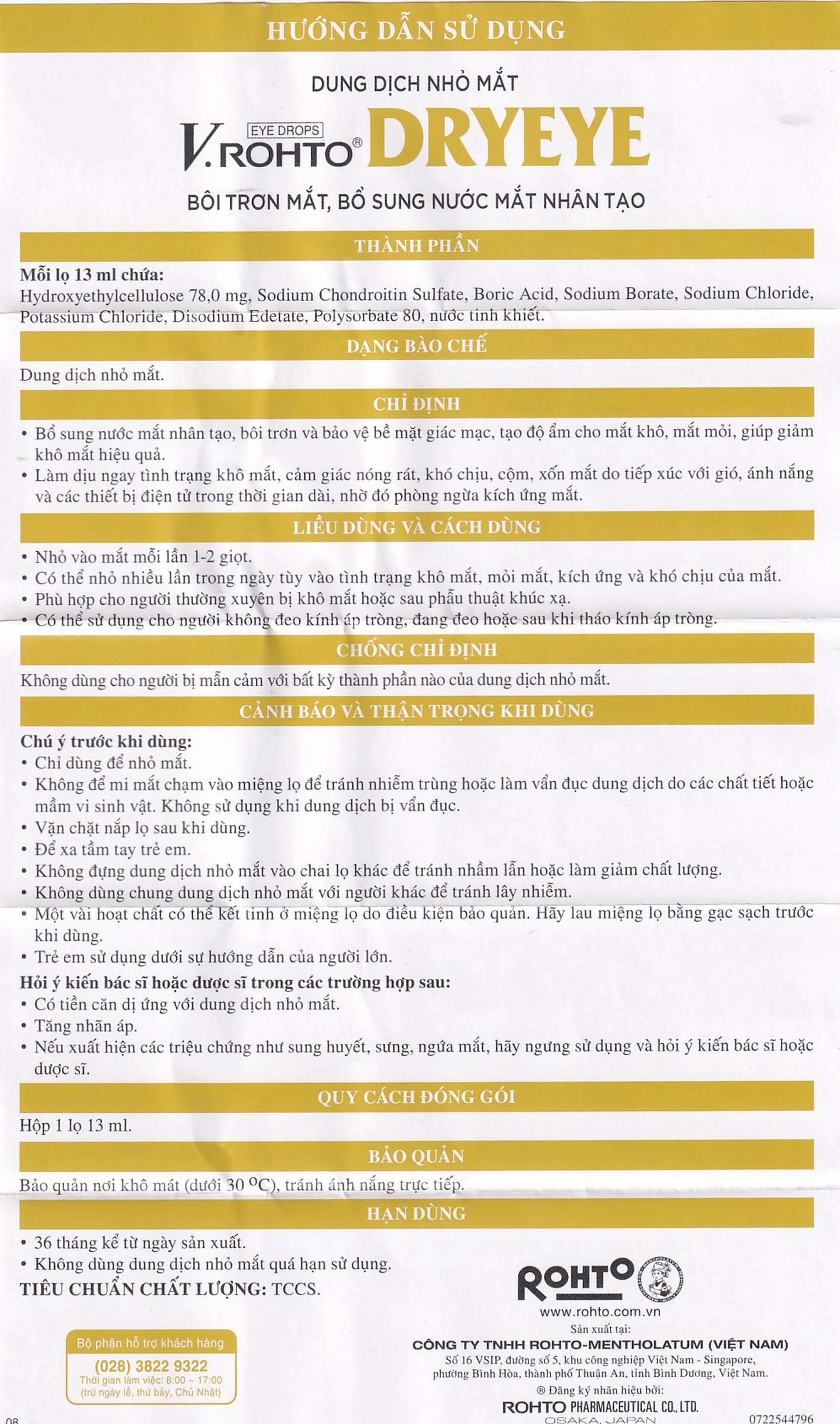 Nhỏ mắt V.Rohto Dryeye 13ml hỗ trợ bôi trơn mắt, bổ sung nước mắt nhân tạo