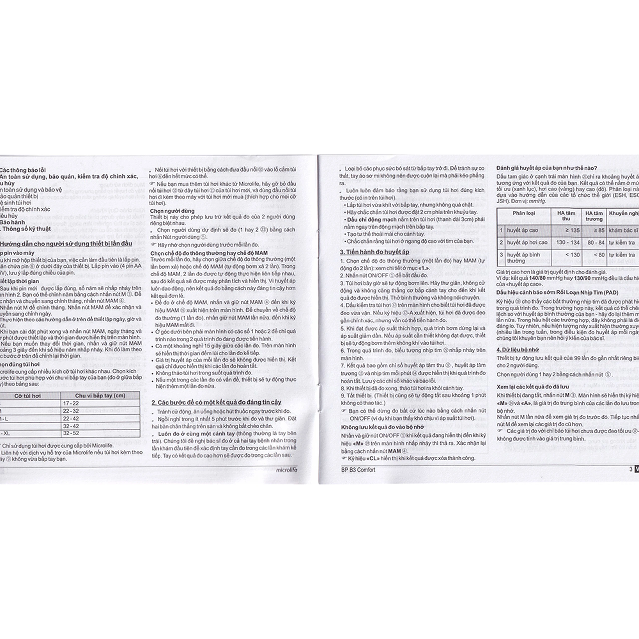 Máy đo huyết áp bắp tay Microlife B3 Comfort hỗ trợ đo huyết áp, nhịp tim