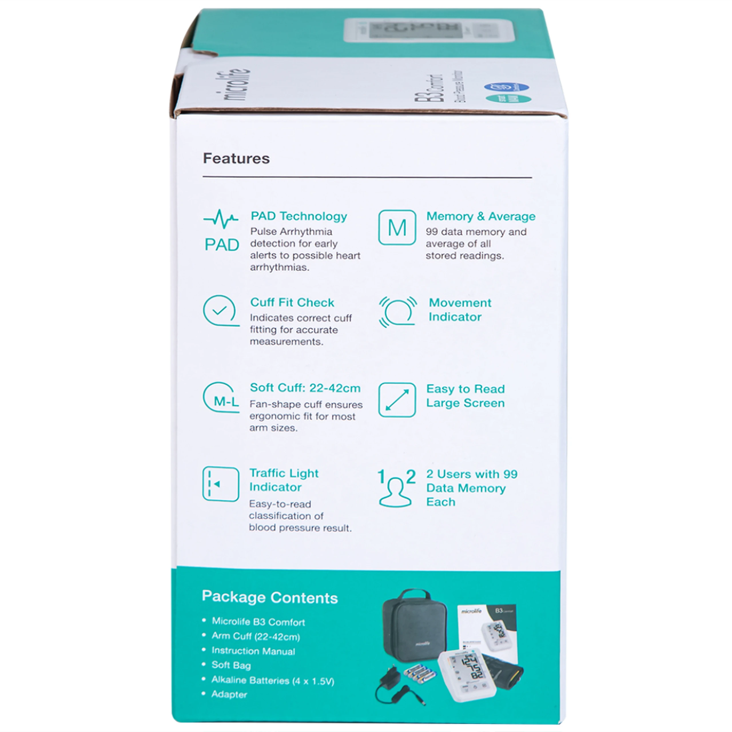 Máy đo huyết áp bắp tay Microlife B3 Comfort hỗ trợ đo huyết áp, nhịp tim