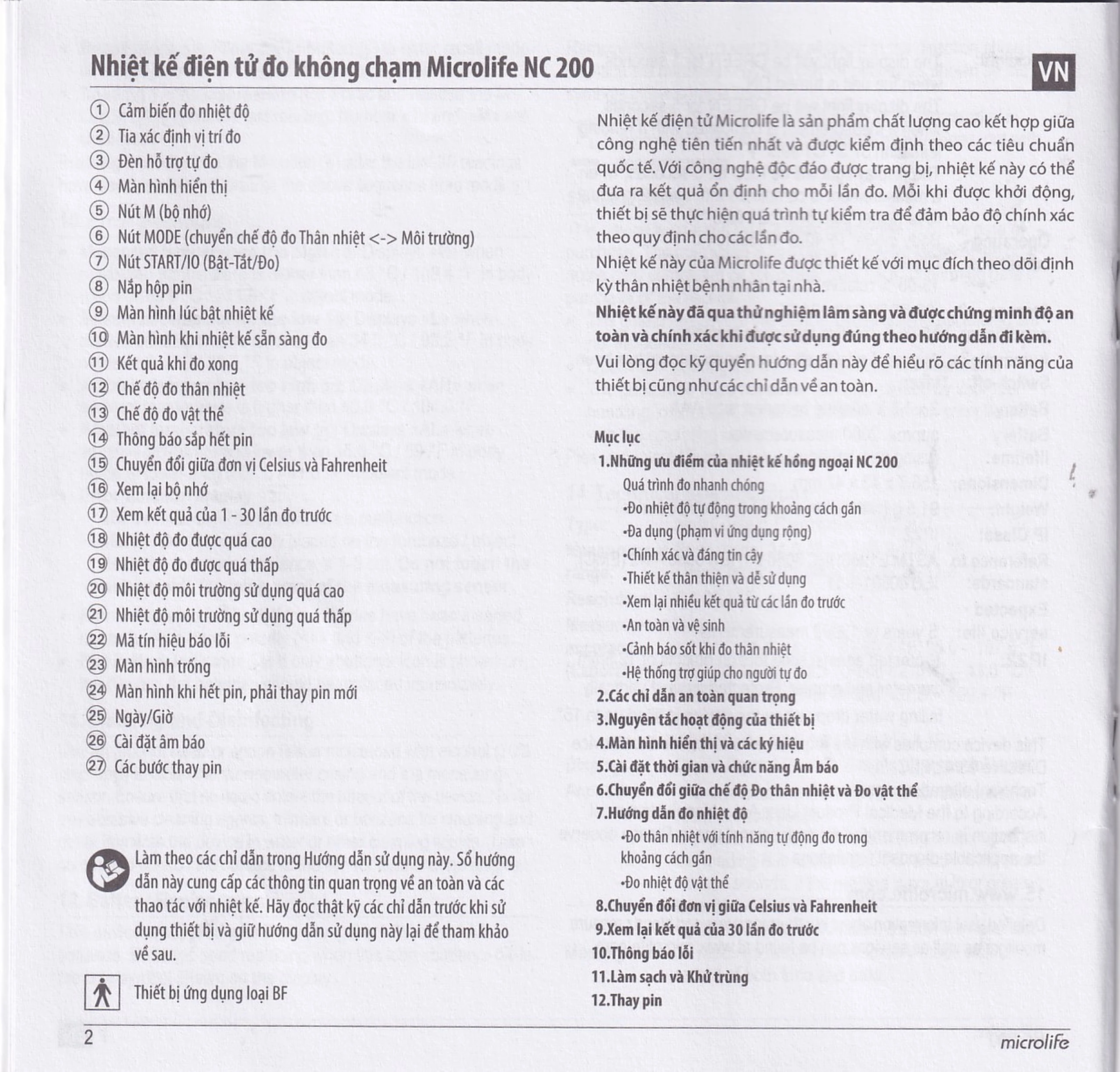 Nhiệt kế hồng ngoại đo trán Microlife NC200