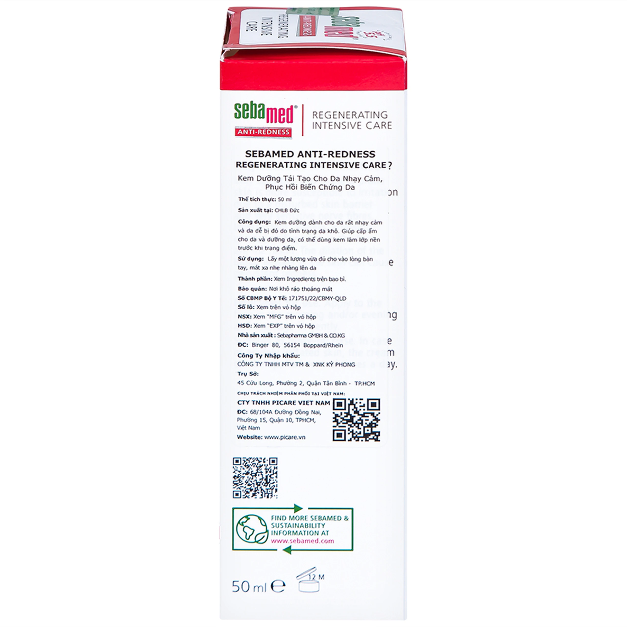 Kem dưỡng tái tạo Sebamed Anti-Redness Regenerating Intensive Care cho da nhạy cảm, da dễ bị đỏ (50ml)