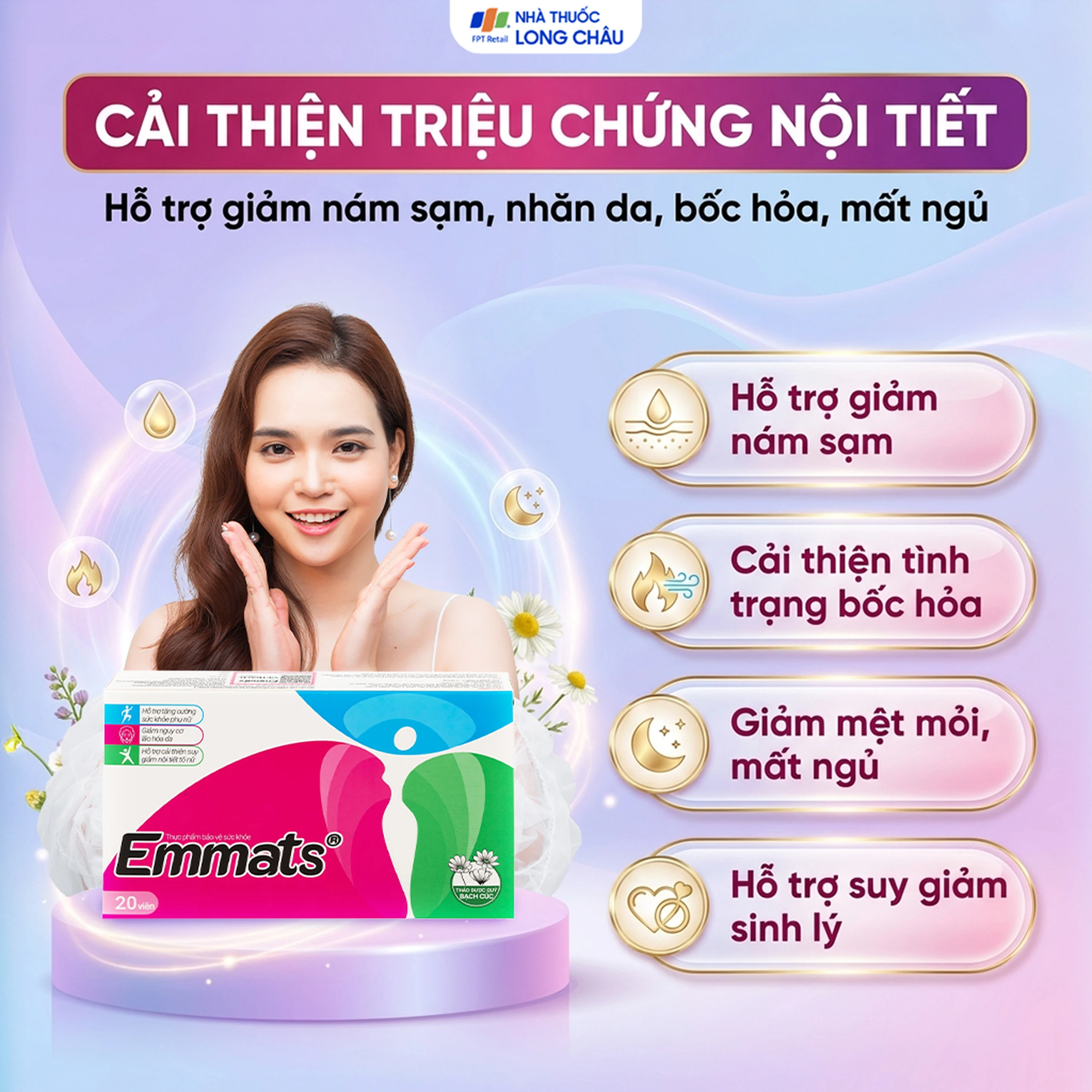 Viên hỗ trợ giảm nguy cơ lão hóa da Emmats TW3 (2 vỉ x 10 viên) 3