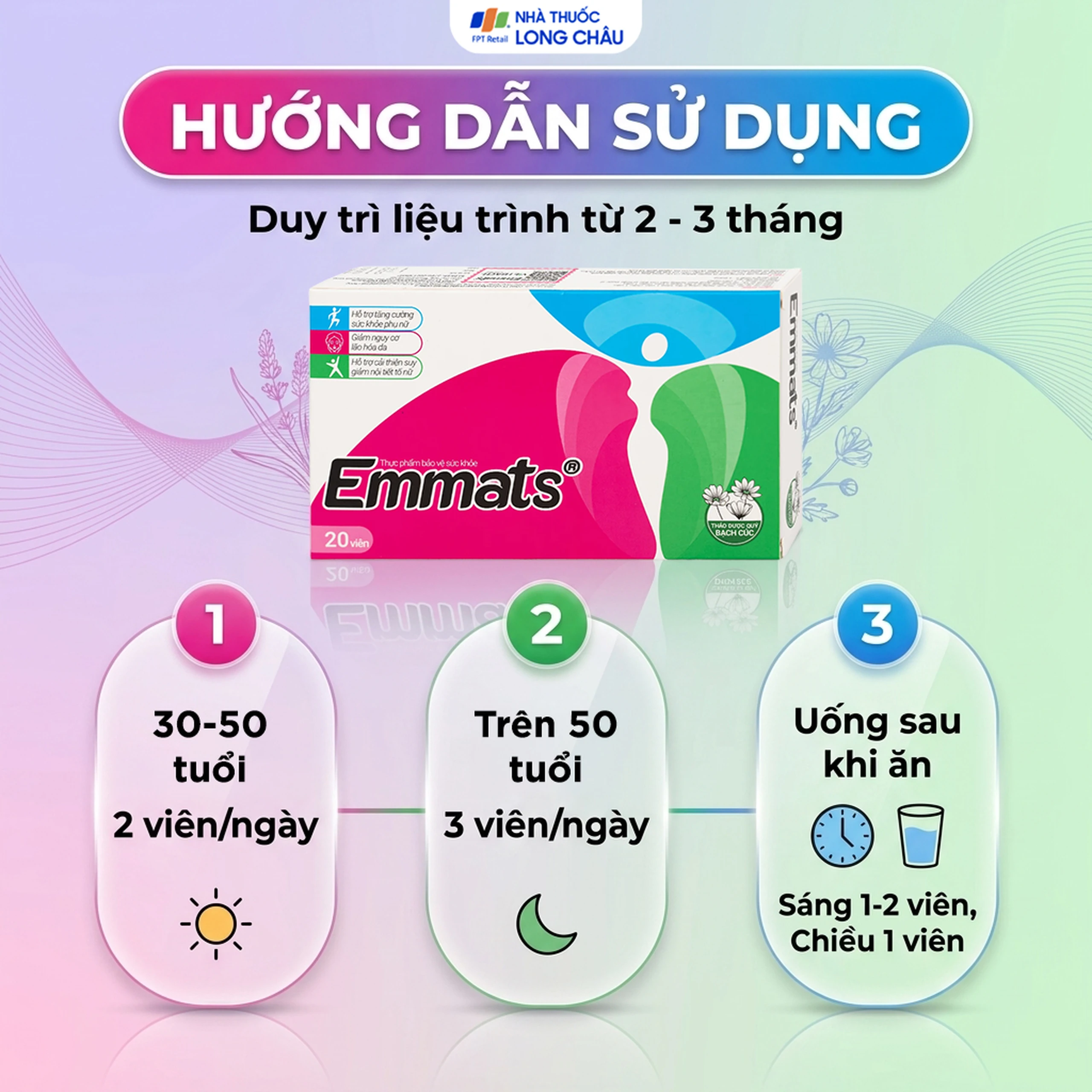 Viên hỗ trợ giảm nguy cơ lão hóa da Emmats TW3 (2 vỉ x 10 viên) 5