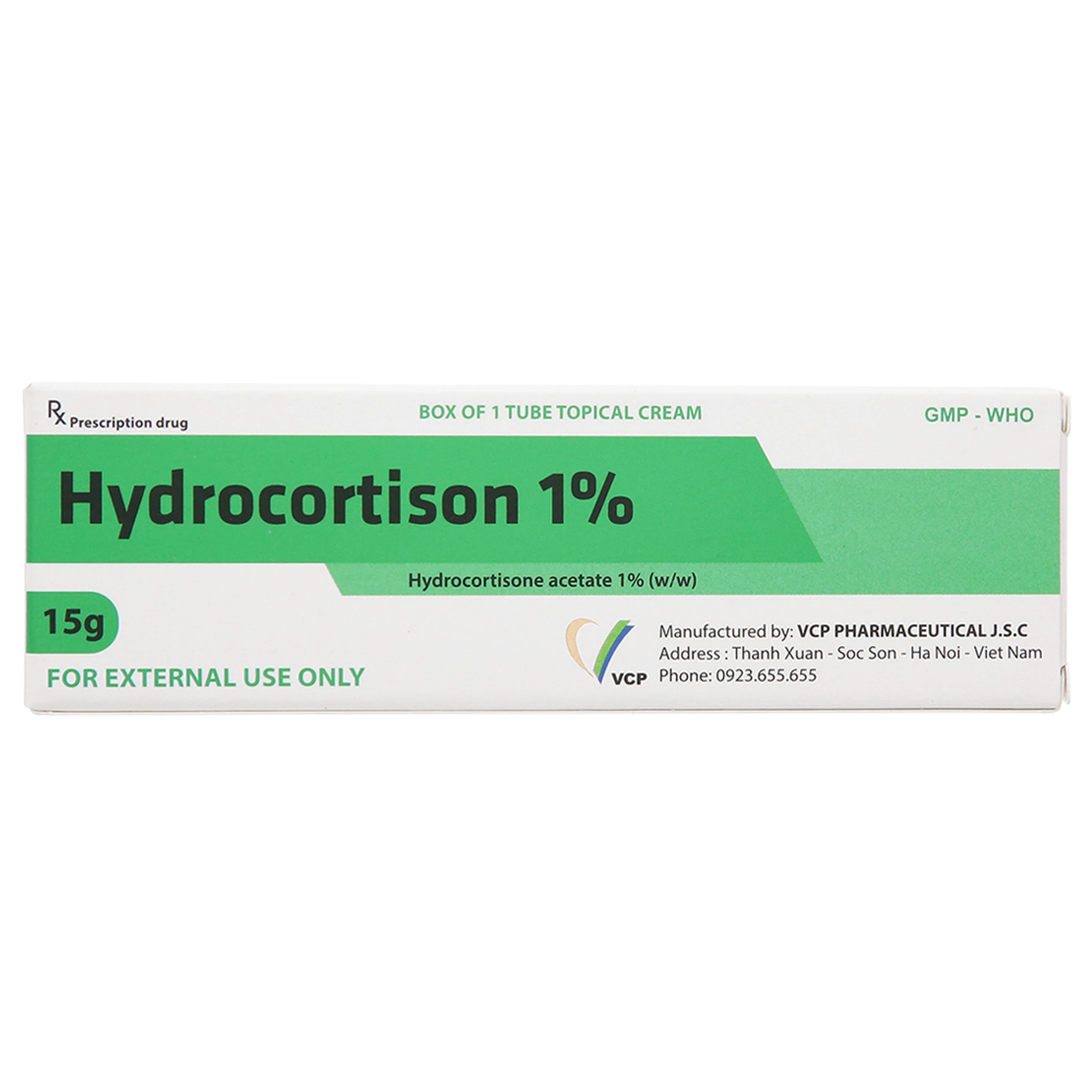 Kem bôi da Hydrocortison 1% VCP Hà Nội điều trị bệnh viêm da, bệnh eczema cấp và mạn 15g
