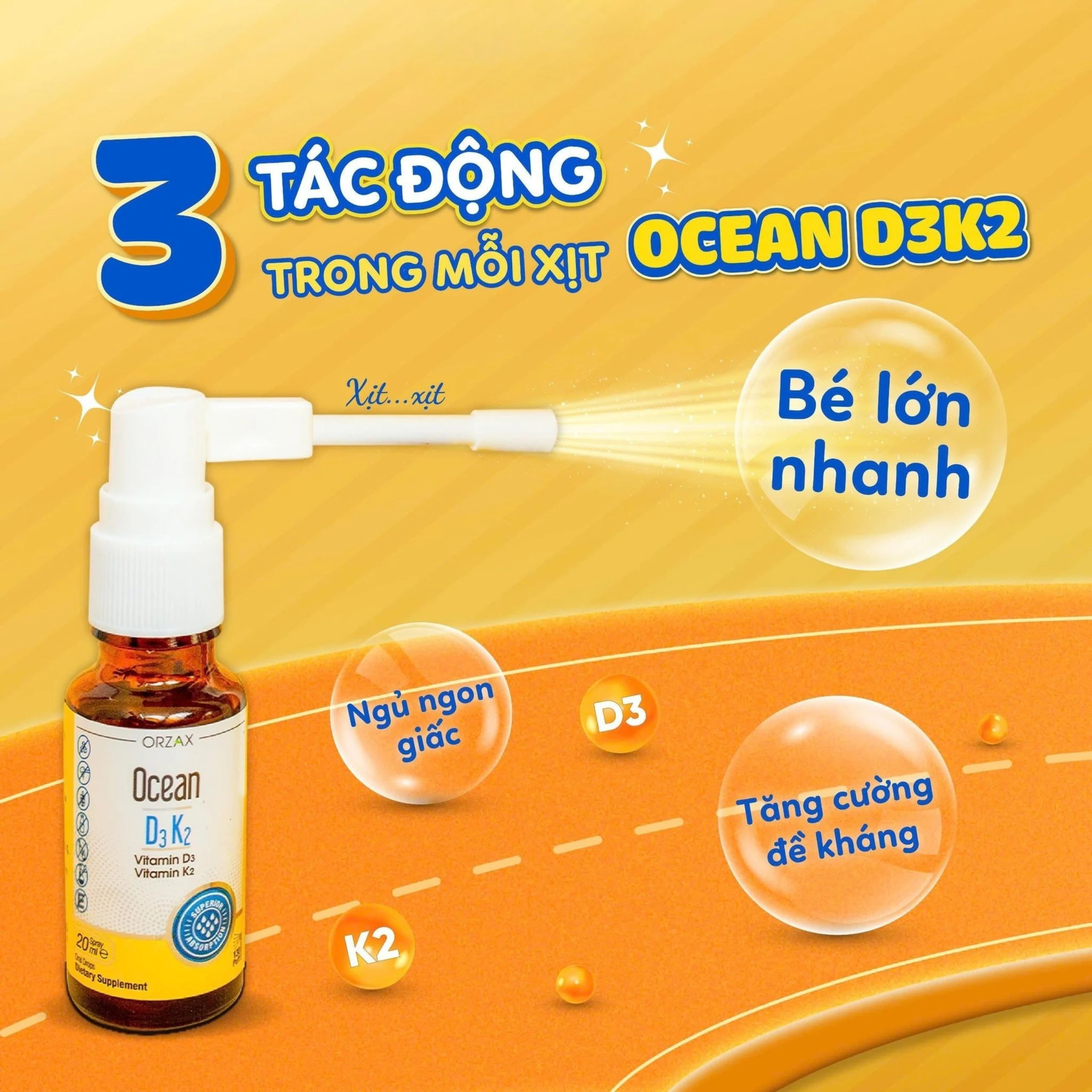 Siro giúp tăng cường hấp thu canxi Ocean D3K2 Orzax (20ml) 2