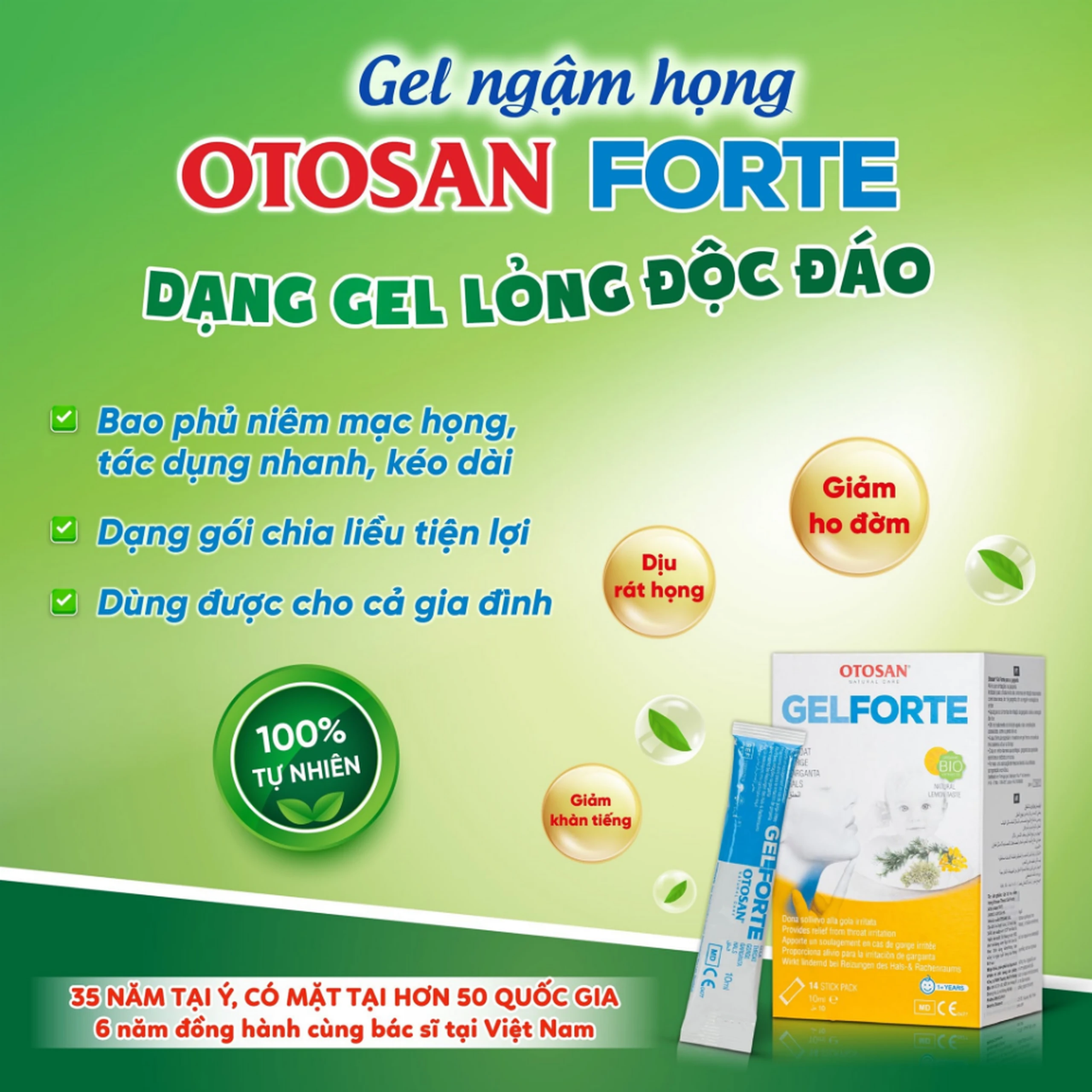 Gel ngậm họng Otosan Throat Gel Forte 14 gói x 10ml hỗ trợ điều trị viêm họng cấp tính 2