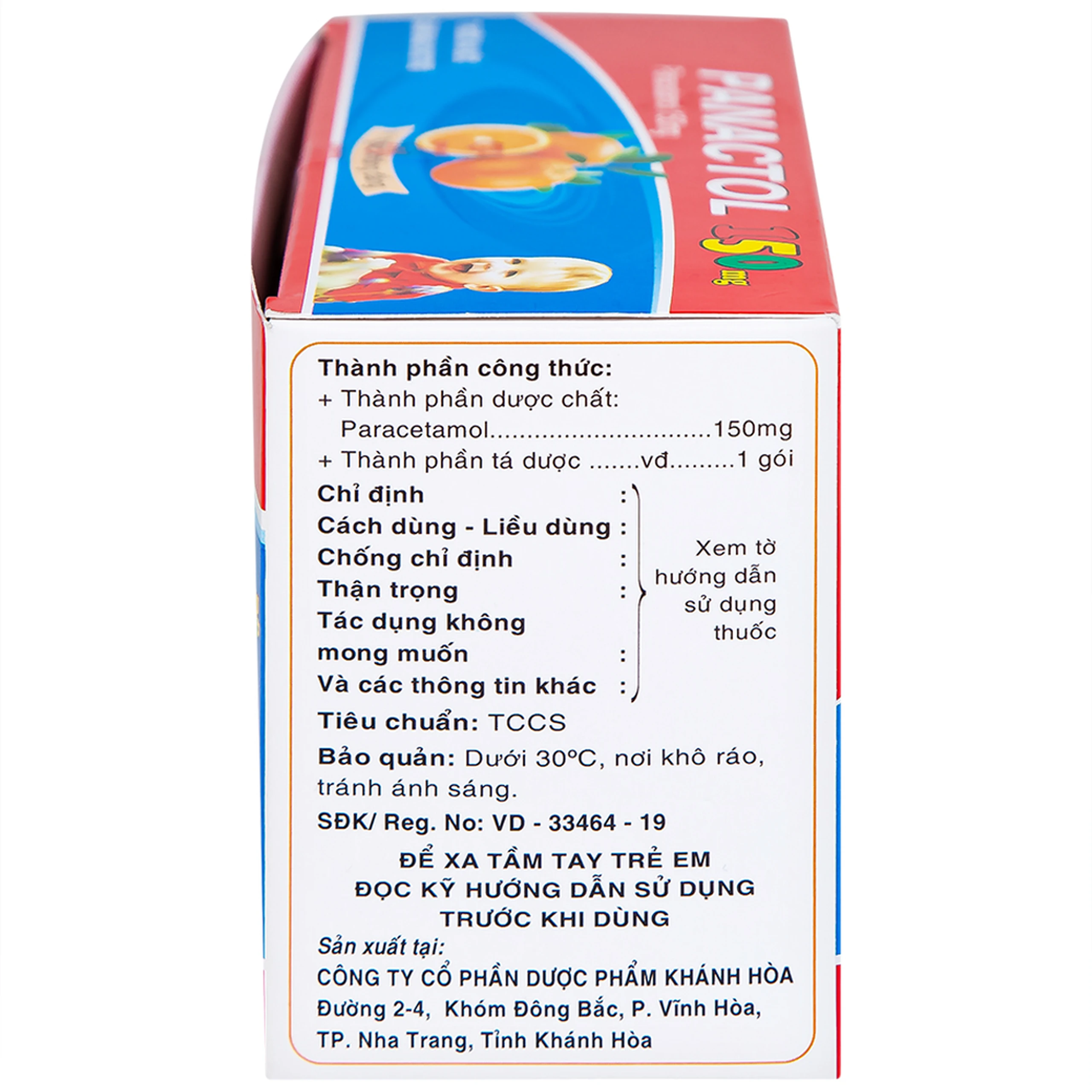 Bột sủi Panactol 150mg Khapharco vị ngọt, không đắng, hạ sốt, giảm đau cho trẻ (48 gói x 1.5g)