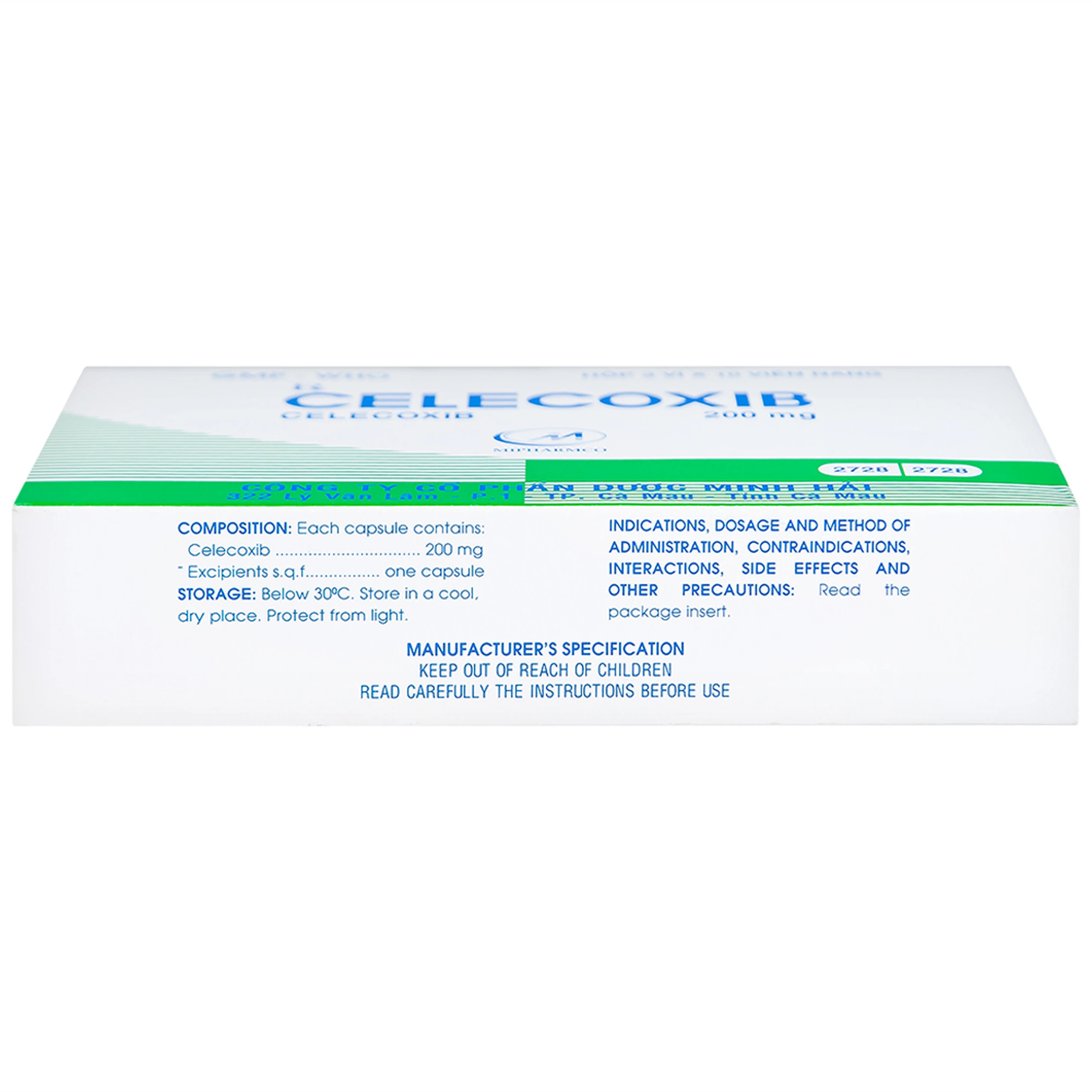 Thuốc Celecoxib 200mg Minh Hải điều trị thoái hóa khớp, viêm khớp dạng thấp (3 vỉ x 10 viên)