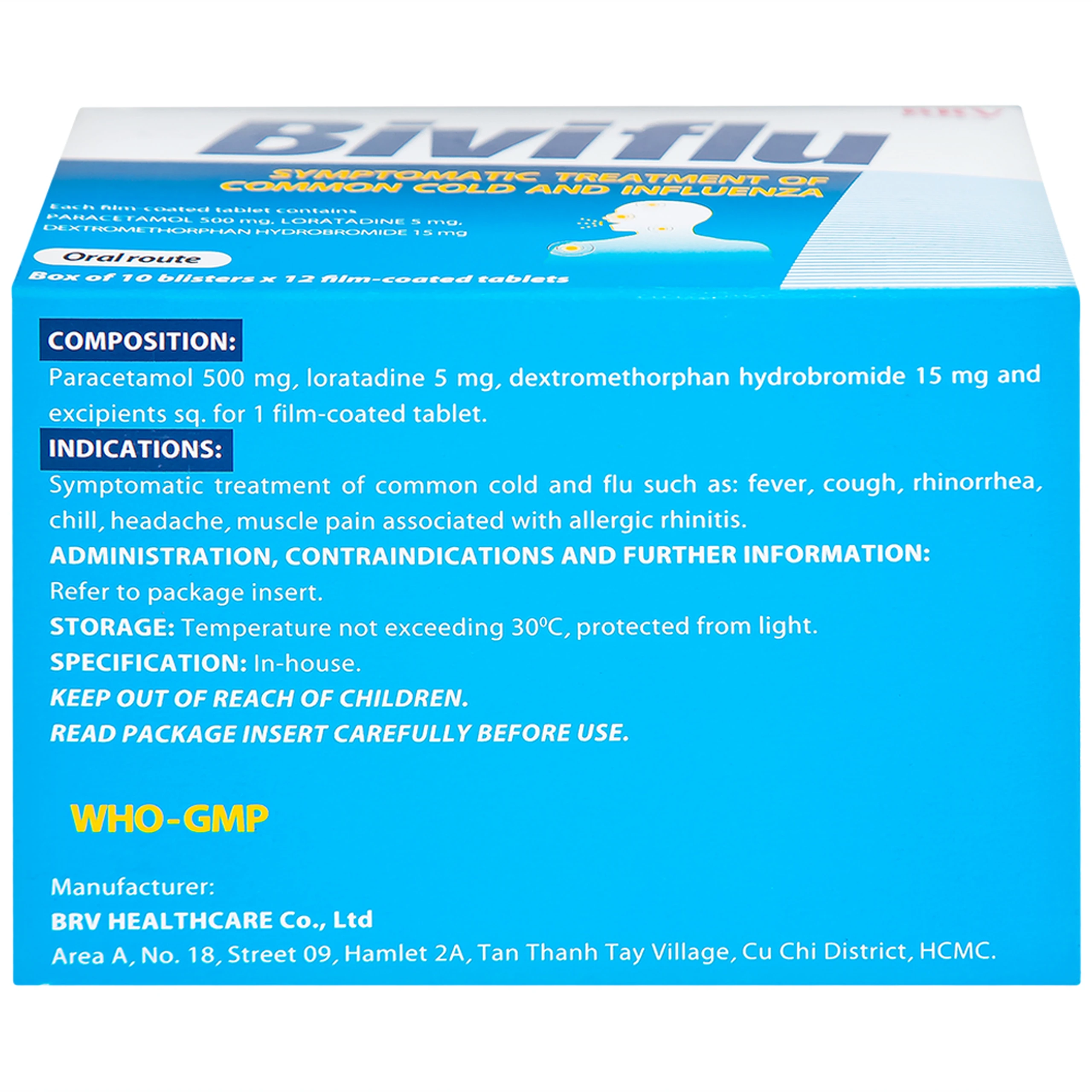 Thuốc Biviflu BRV điều trị các triệu chứng cảm cúm (10 vỉ x 12 viên)