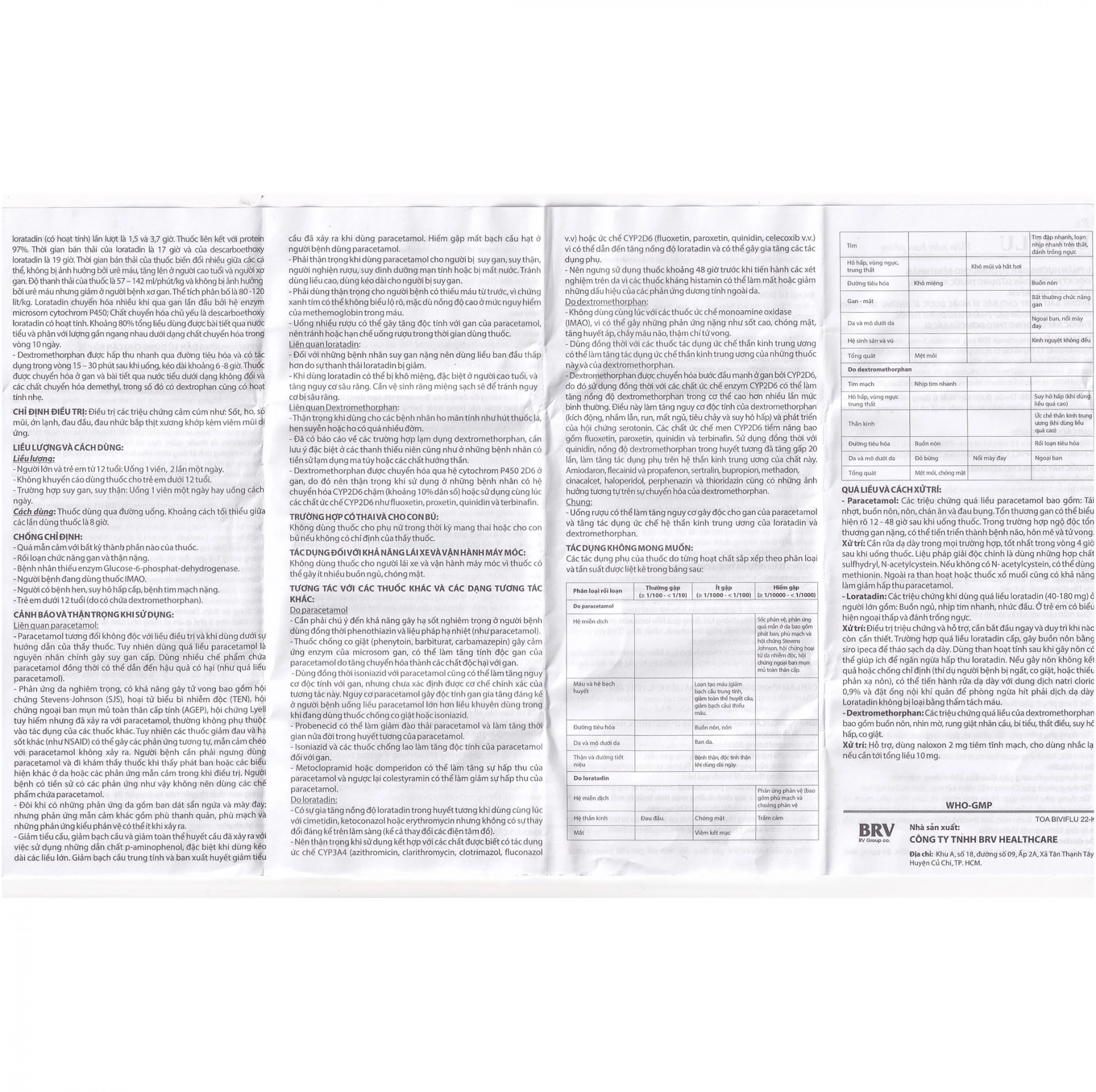 Thuốc Biviflu BRV điều trị các triệu chứng cảm cúm (10 vỉ x 12 viên)