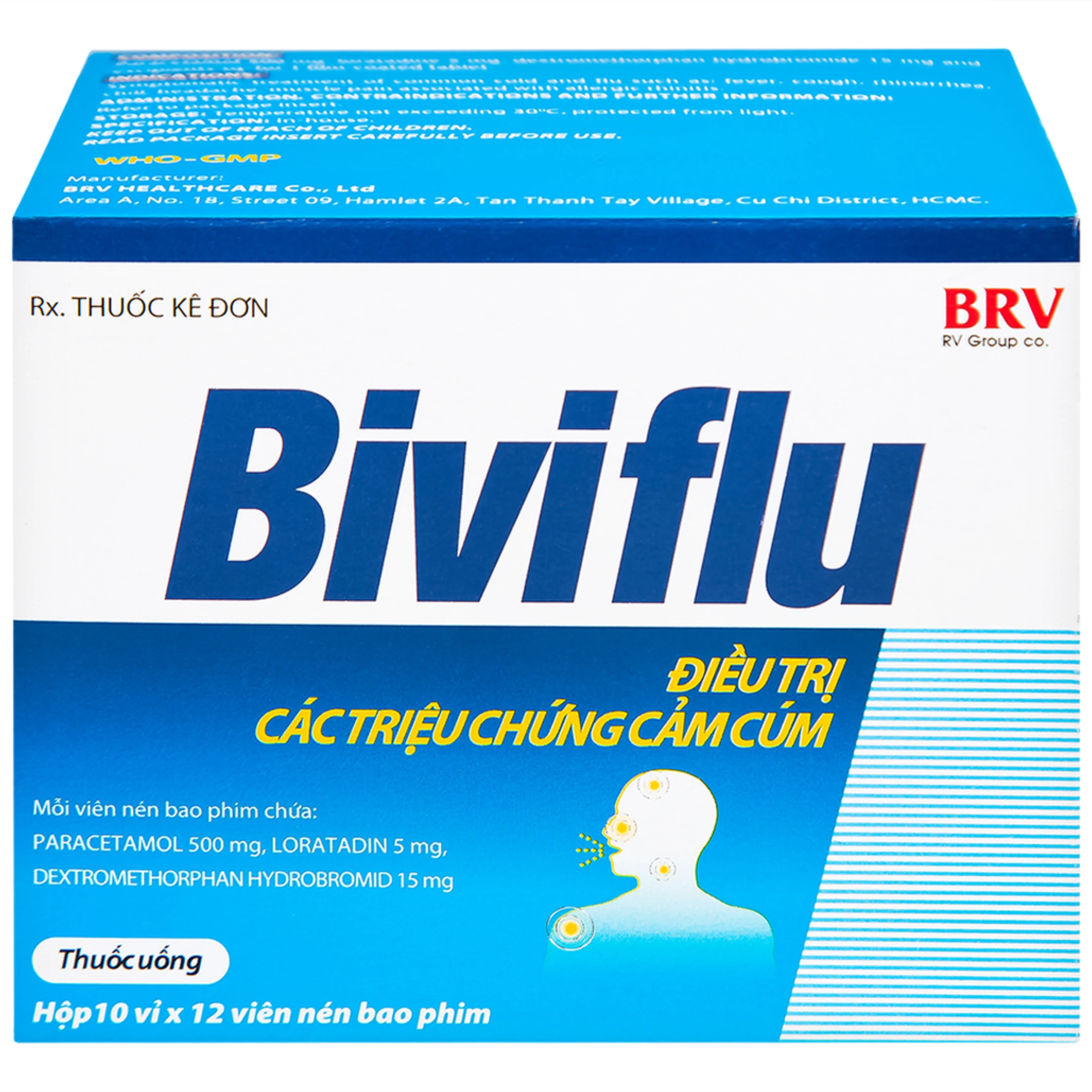 Thuốc Biviflu BRV điều trị các triệu chứng cảm cúm (10 vỉ x 12 viên)