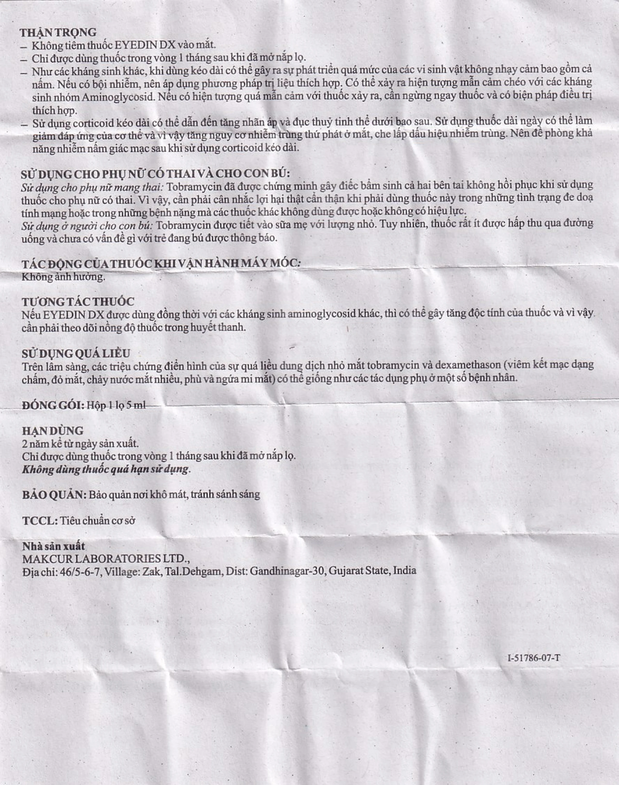 Thuốc nhỏ mắt Eyedin DX Makcur điều trị nhiểm khuẩn mắt (5ml)