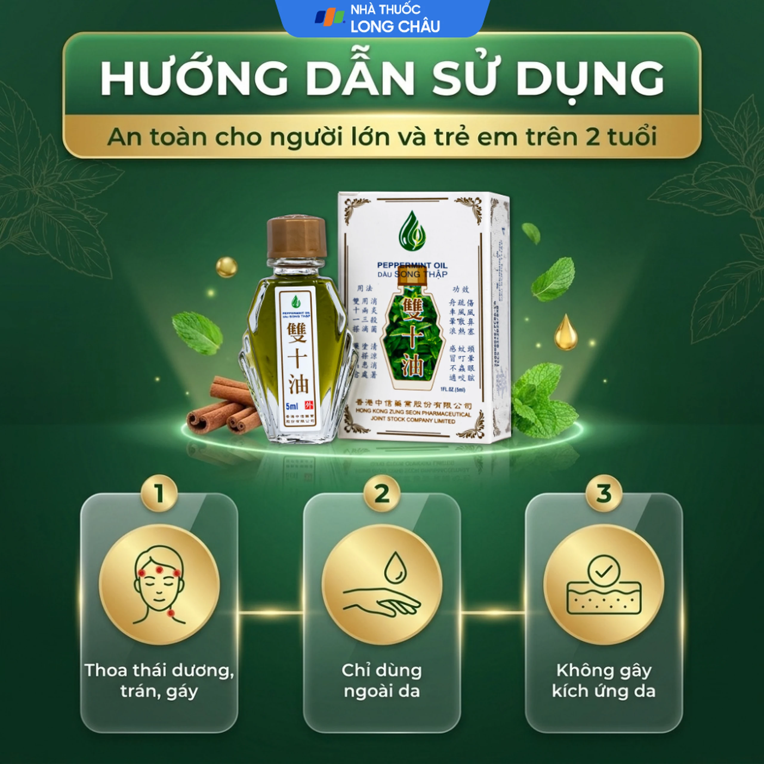 Dầu gió Song Thập Peppermint oil 5ml Hong Kong Zung Seon 5