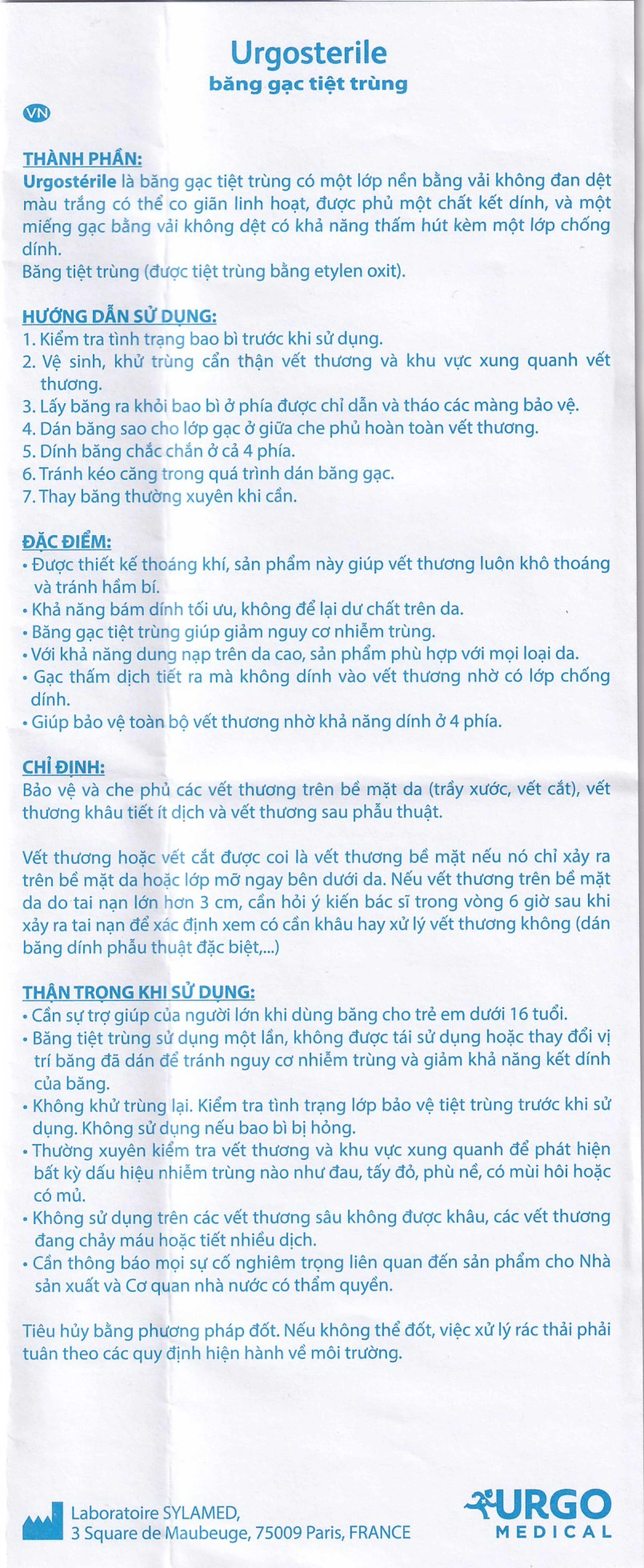 Gạc tiệt trùng Urgosterile 5x7cm (50 miếng) bảo vệ vết trầy xước, vết cắt, vết thương 