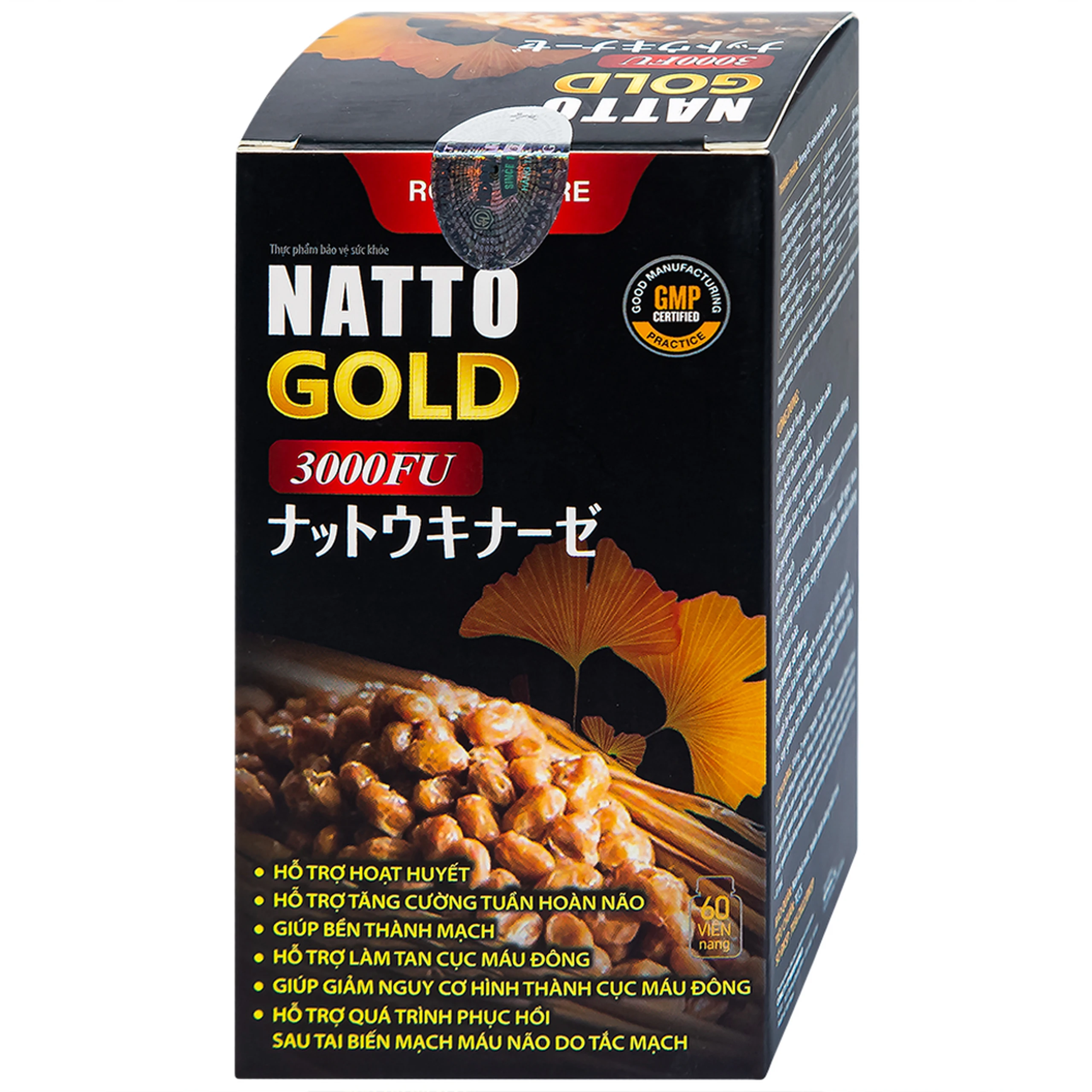 Viên uống hỗ trợ hoạt huyết, tăng cường tuần hoàn não Natto Gold 3000FU Royal Care (60 viên)