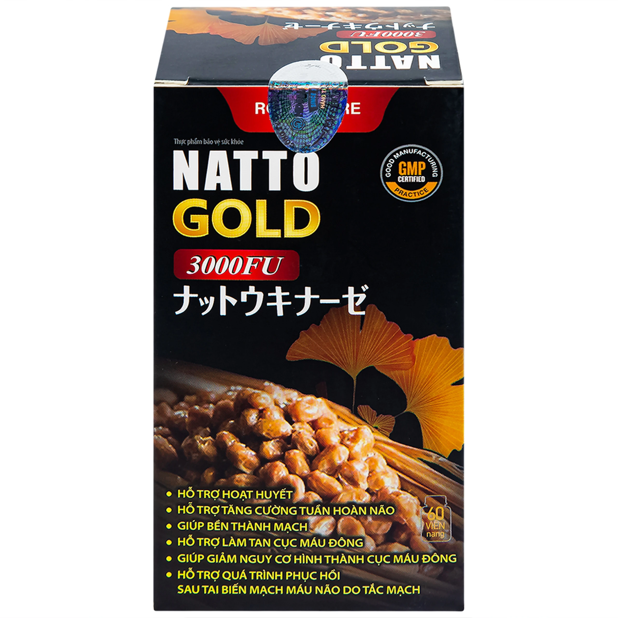 Viên uống hỗ trợ hoạt huyết, tăng cường tuần hoàn não Natto Gold 3000FU Royal Care (60 viên)