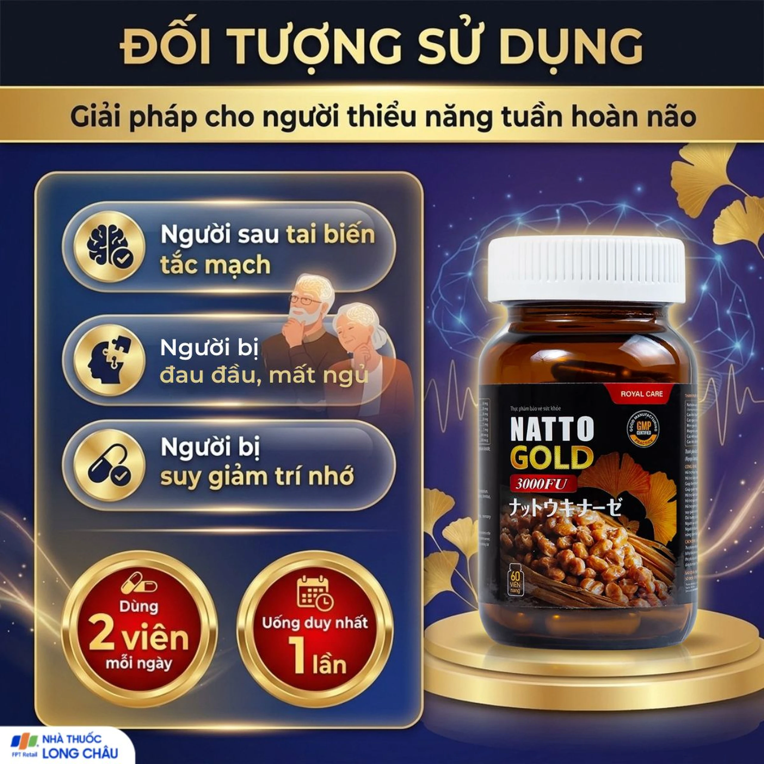 Viên uống hỗ trợ hoạt huyết, tăng cường tuần hoàn não Natto Gold 3000FU Royal Care (60 viên) 5