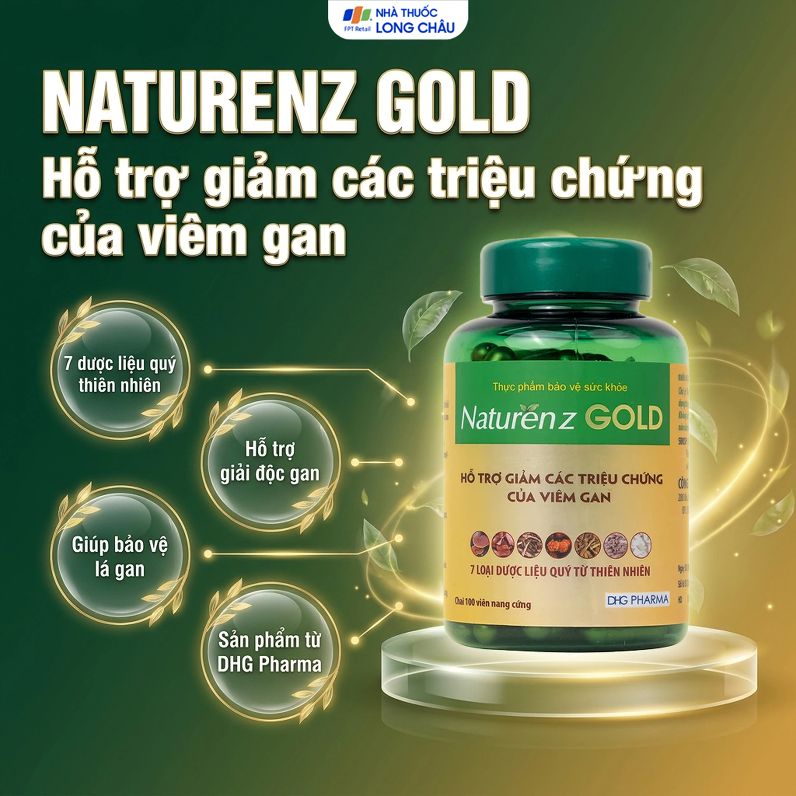Viên uống hỗ trợ giải độc gan, giúp bảo vệ gan, giảm các triệu chứng của viêm gan Naturenz Gold DHG Pharma (100 viên) 2