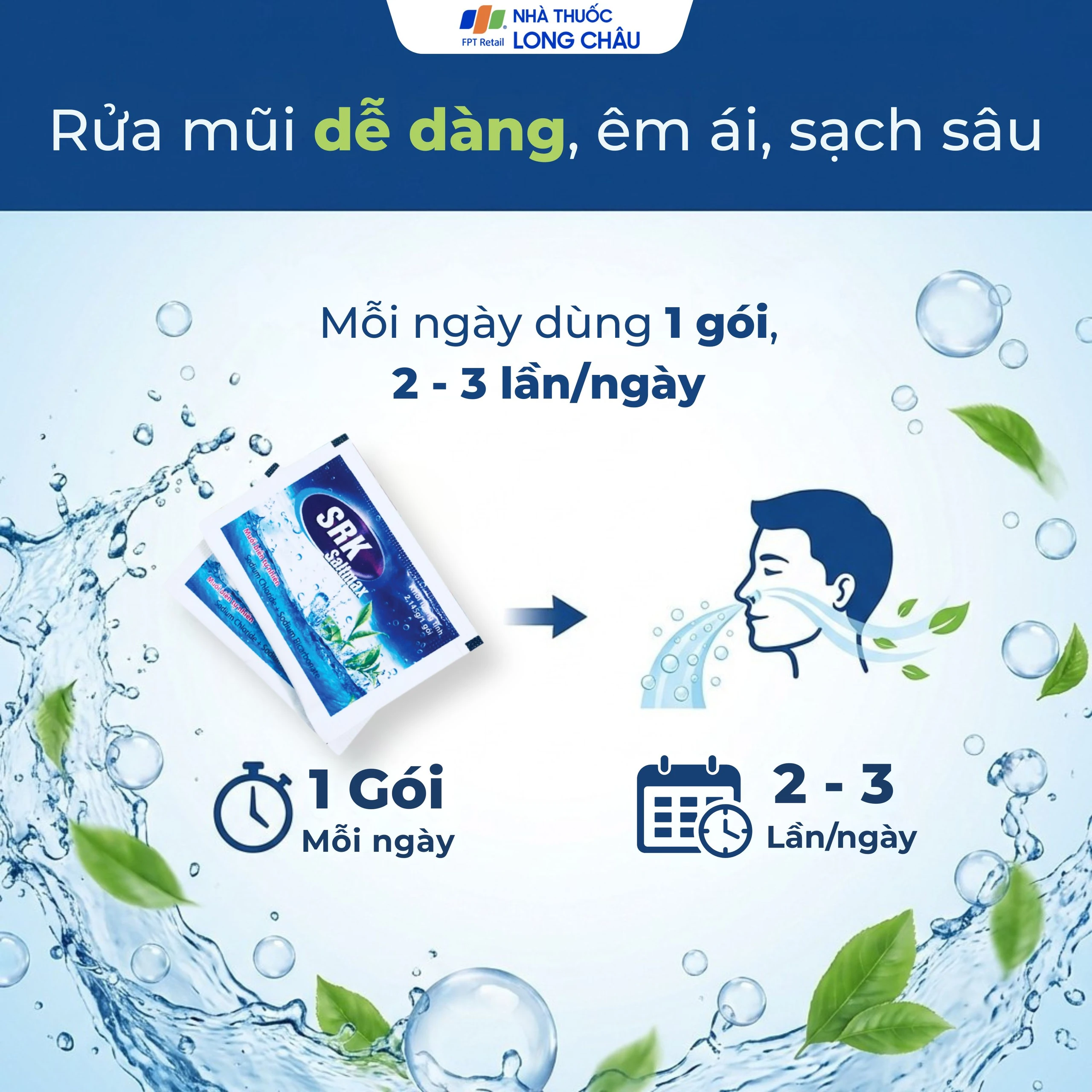 Muối rửa mũi SRK Saltmax giảm dị ứng mũi và khô mũi (30 gói)