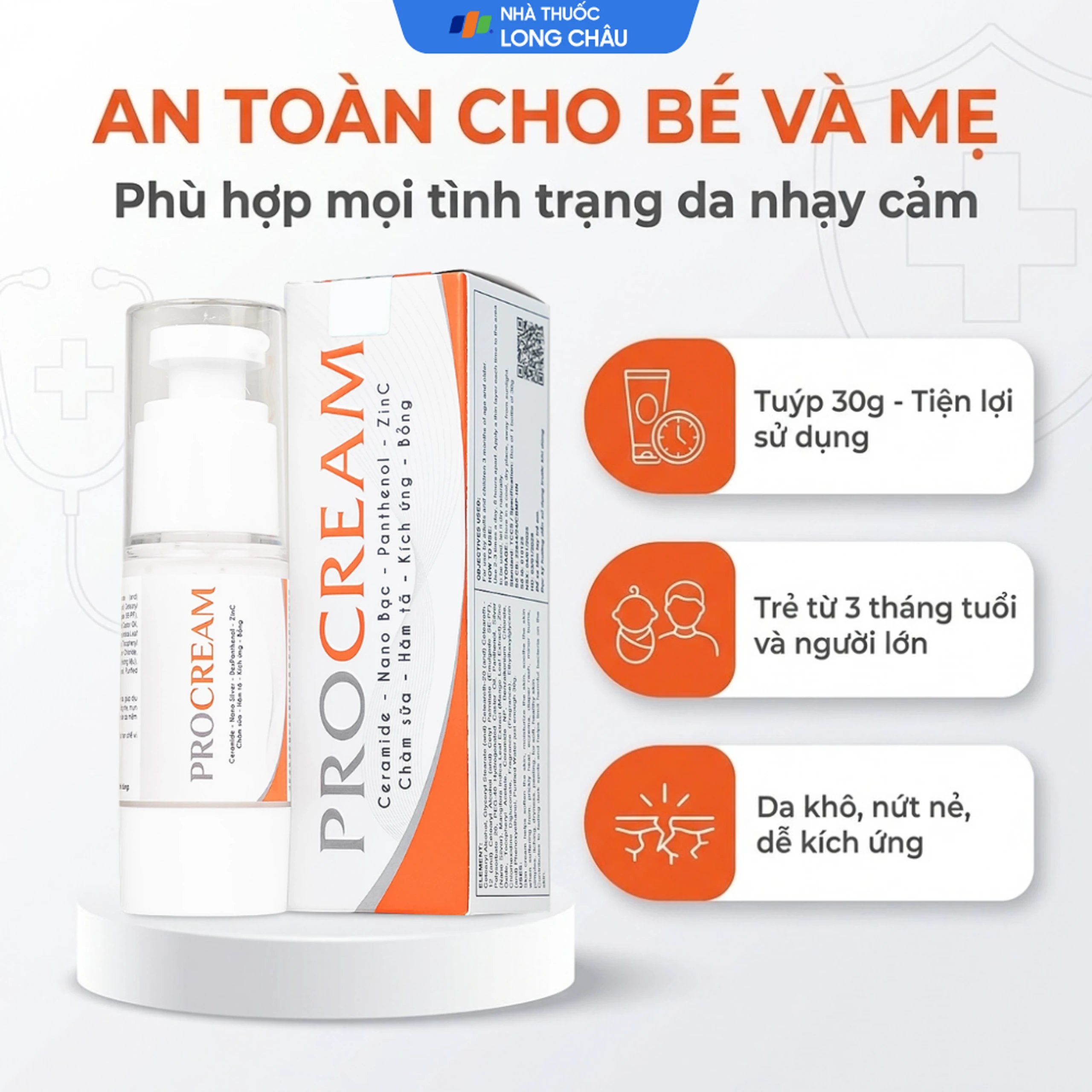 Kem bôi hăm tã, chàm sữa, bỏng, kích ứng da Procream 30g 4