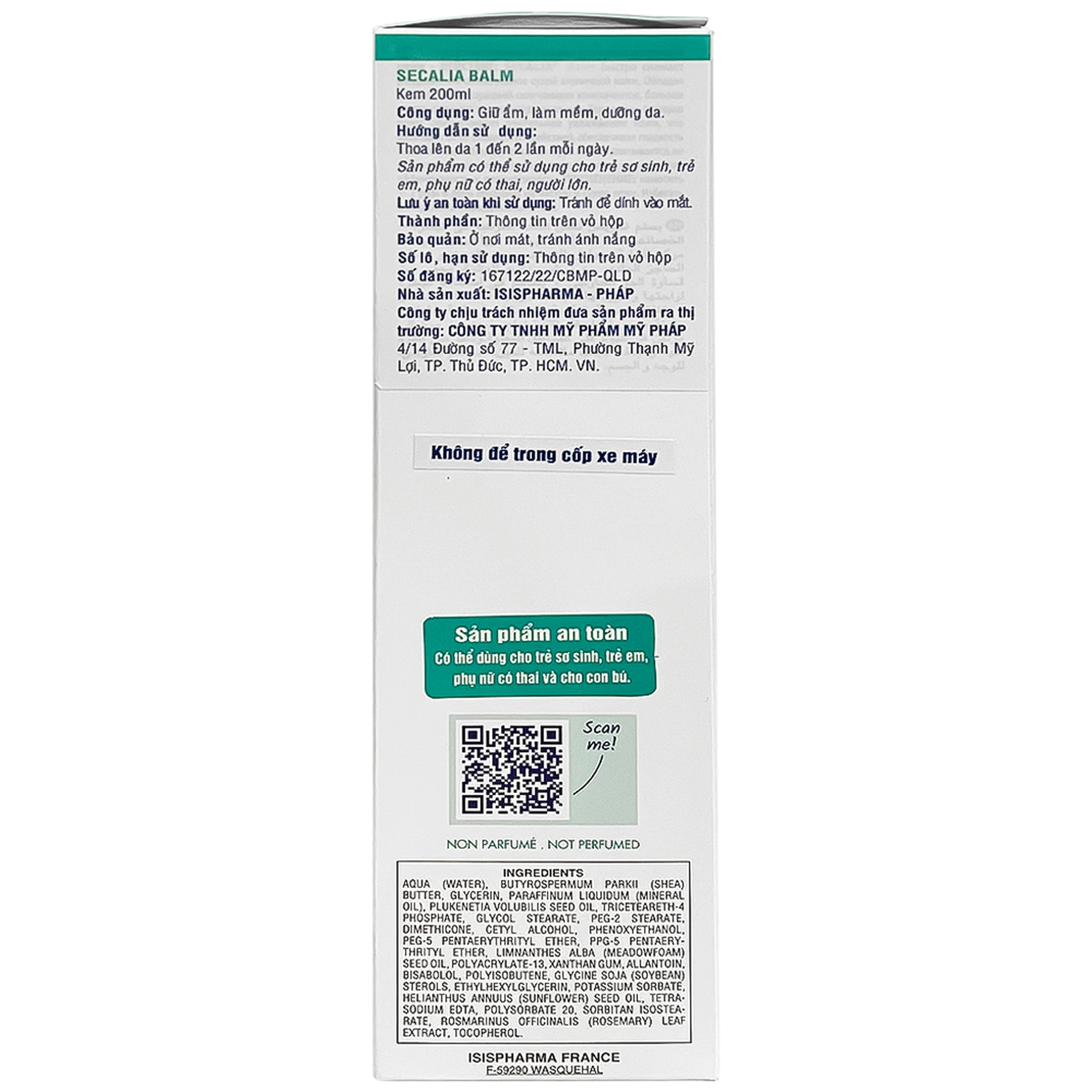 Kem Secalia Balm IsisPharma giúp dưỡng da, tăng cường độ ẩm, chống khô da (200ml)