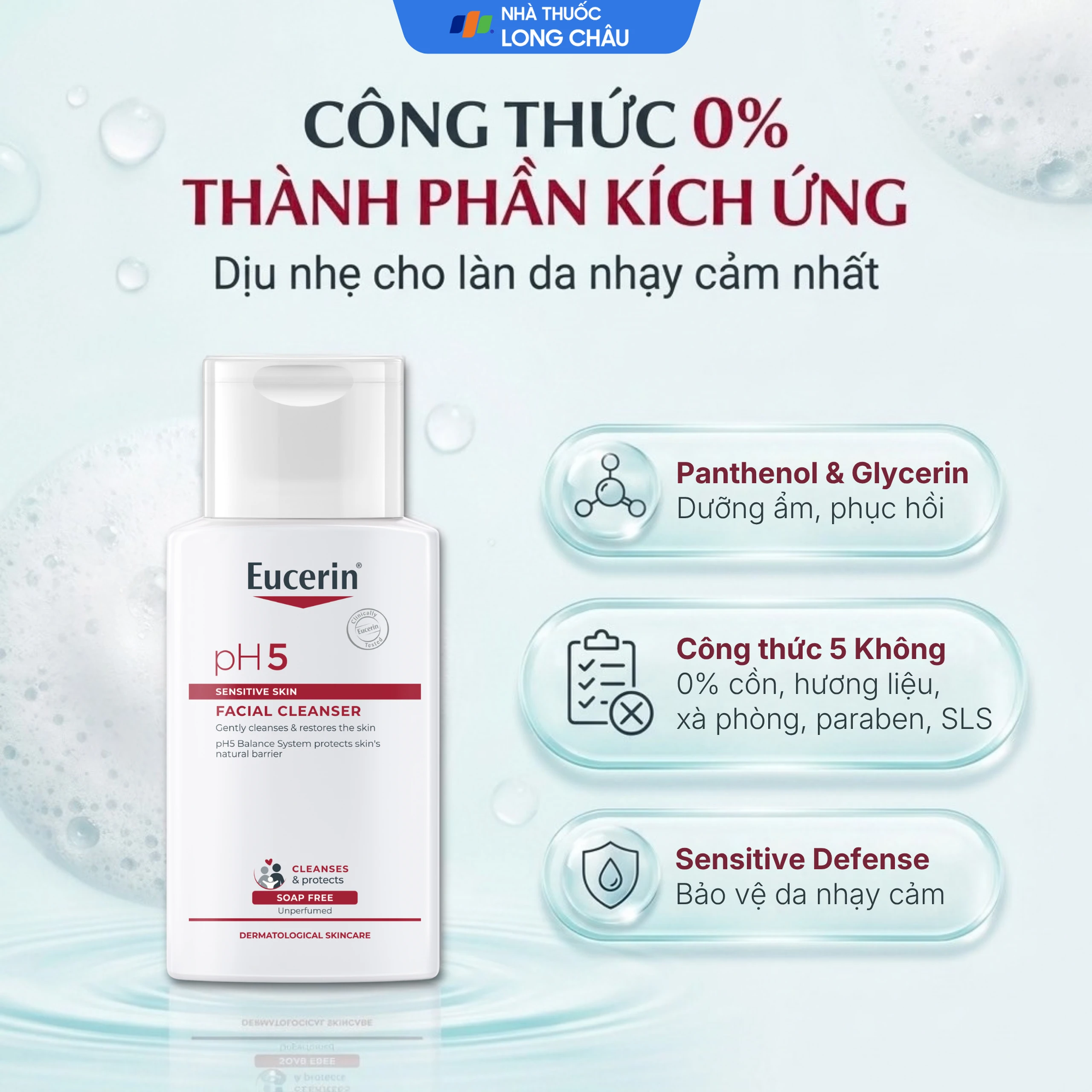Sữa rửa mặt cho da nhạy cảm Eucerin Ph5 Facial Cleanser Sensitive Skin 100ml 3