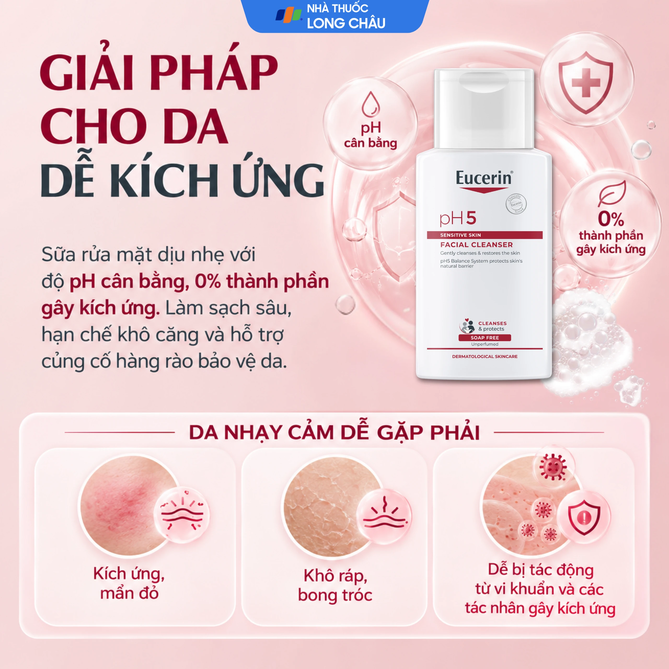 Sữa rửa mặt cho da nhạy cảm Eucerin Ph5 Facial Cleanser Sensitive Skin 100ml 4