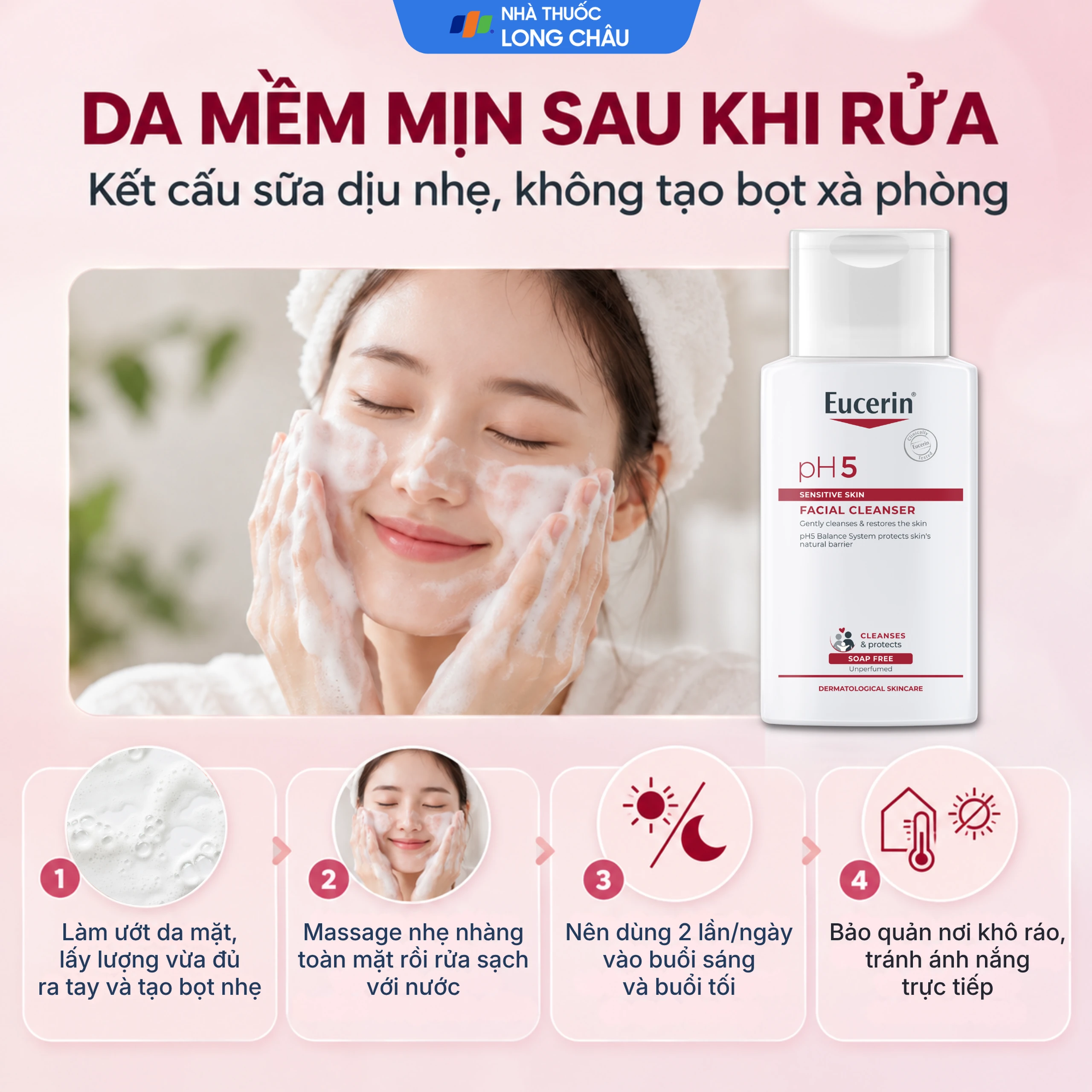 Sữa rửa mặt cho da nhạy cảm Eucerin Ph5 Facial Cleanser Sensitive Skin 100ml 5