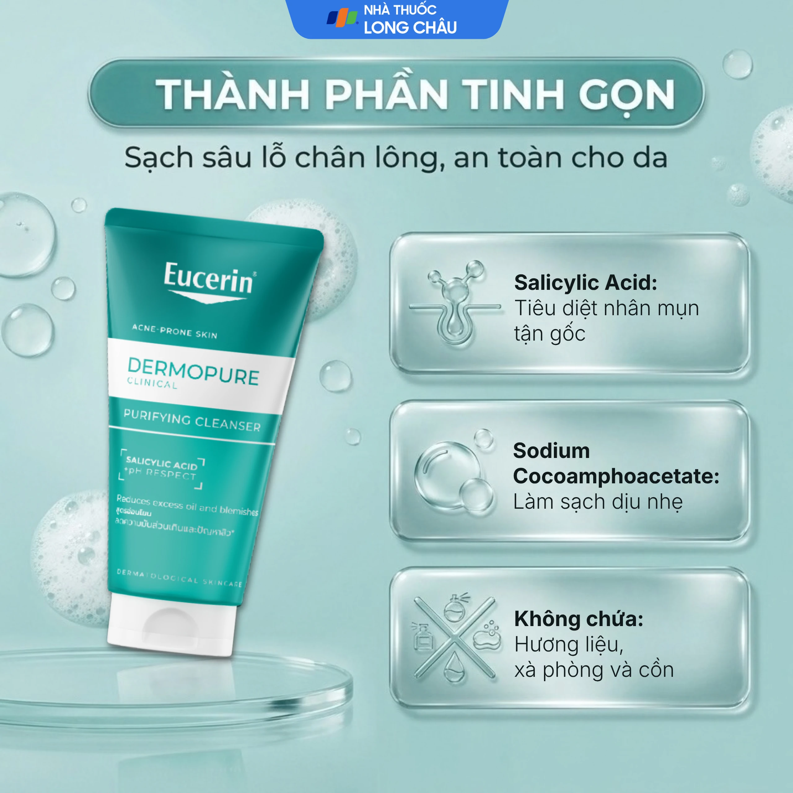Gel rửa mặt Eucerin Dermopure Clinical Purifying Cleanser dành cho da mụn (75ml) 3