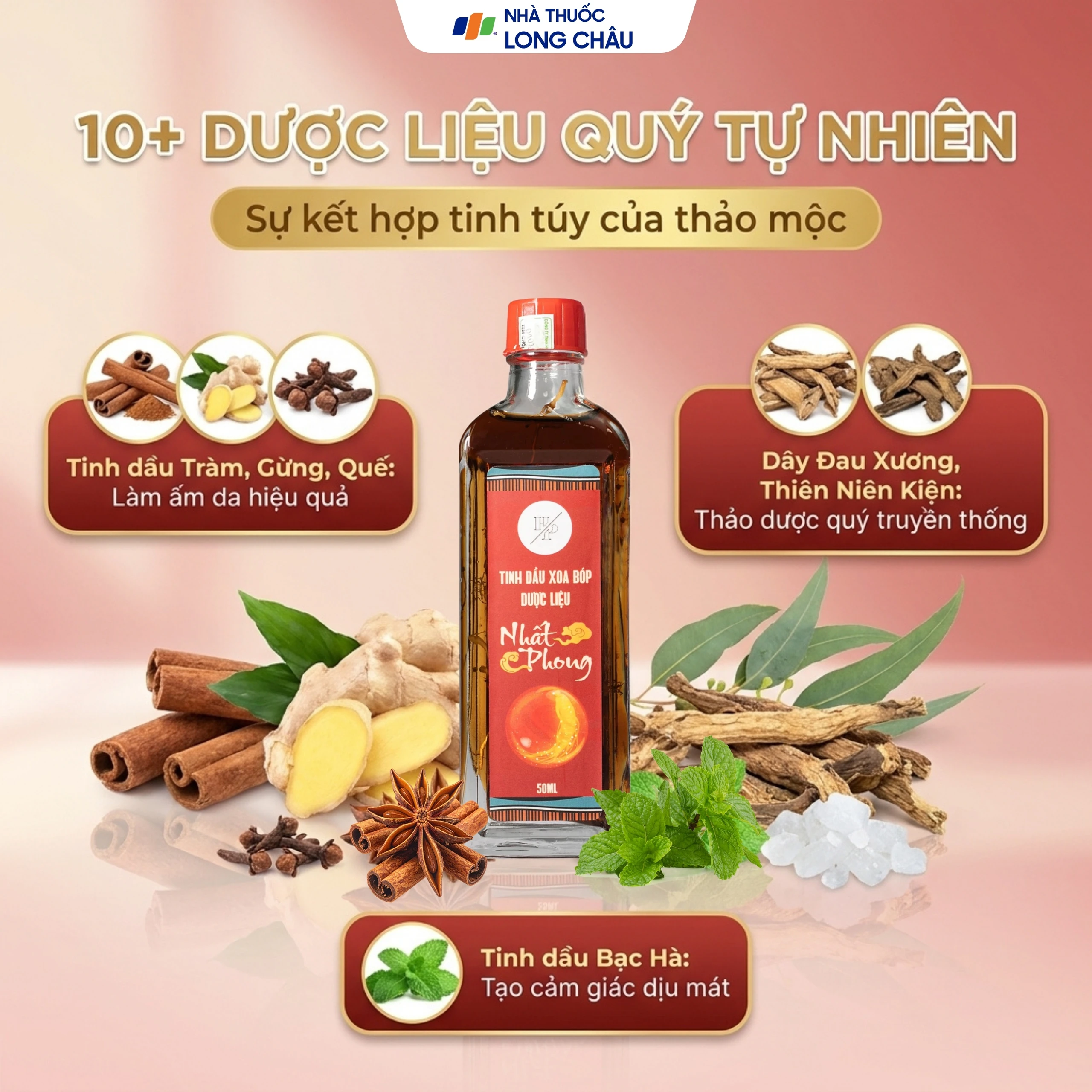 Dầu xoa bóp dược liệu Nhất Phong 50ml dùng mát xa vùng cơ mỏi 3