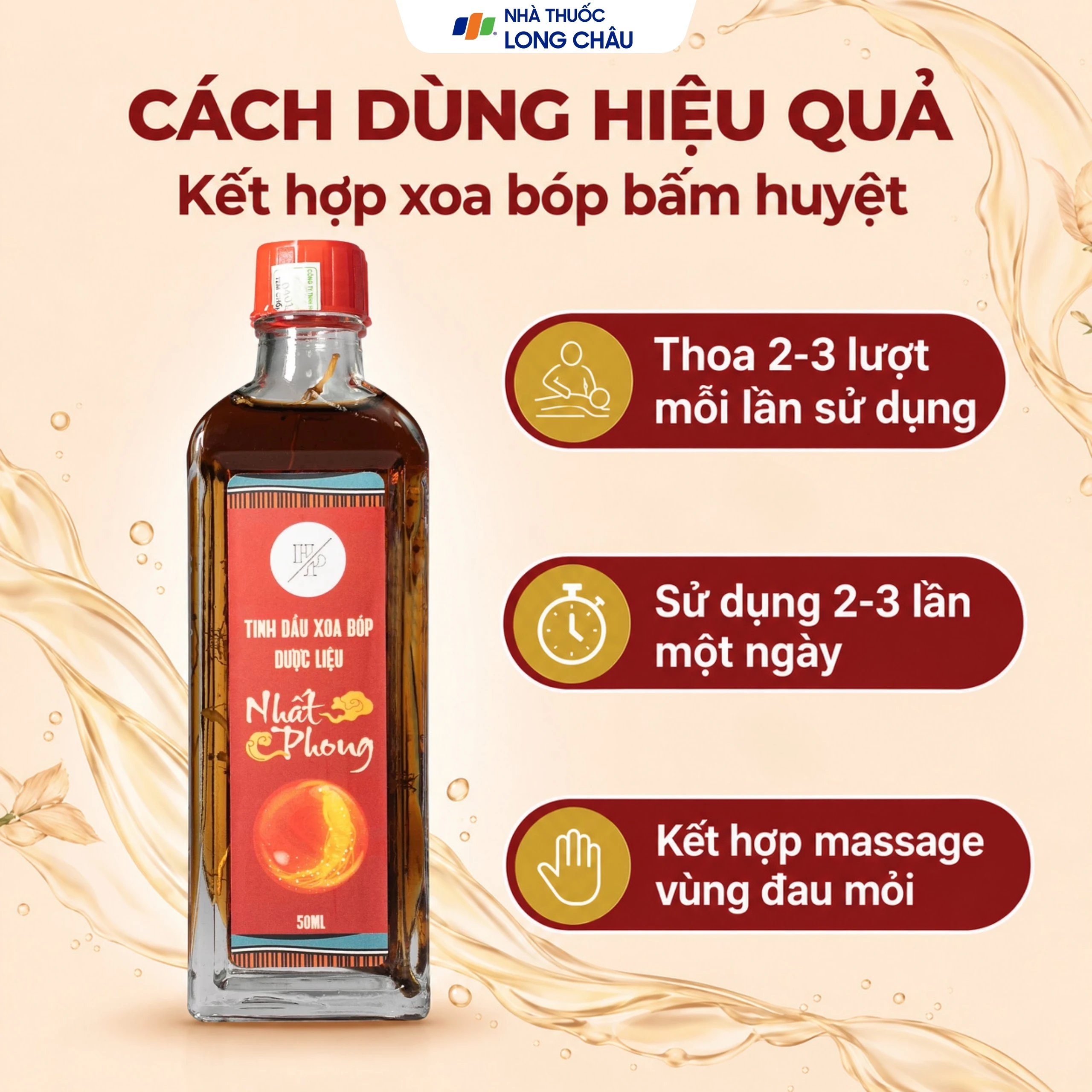 Dầu xoa bóp dược liệu Nhất Phong 50ml dùng mát xa vùng cơ mỏi 5