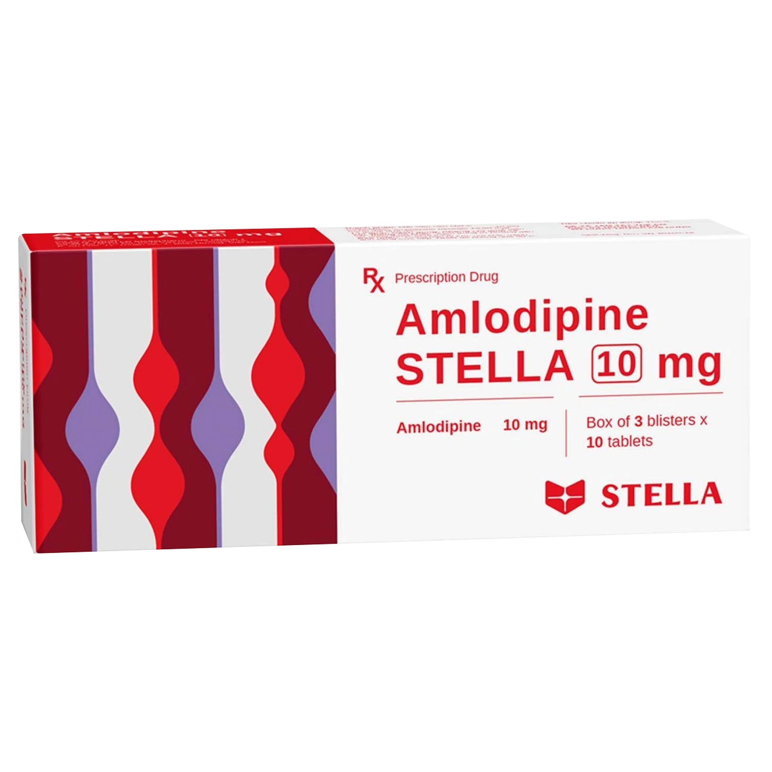 Thuốc Amlodipine Stella 10mg Stella Pharm điều trị tăng huyết áp, đau thắt ngực (3 vỉ x 10 viên) 1