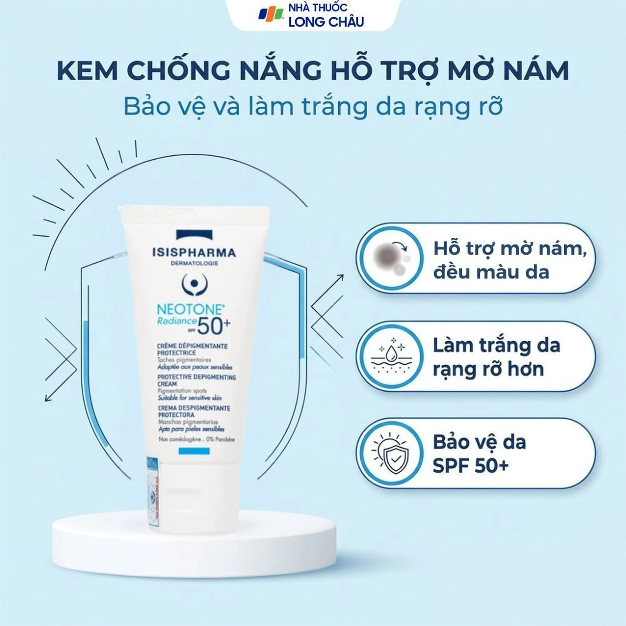 Kem chống nắng Isis Neotone Radiance SPF 50+ hỗ trợ mờ nám, làm trắng da (30ml) 2
