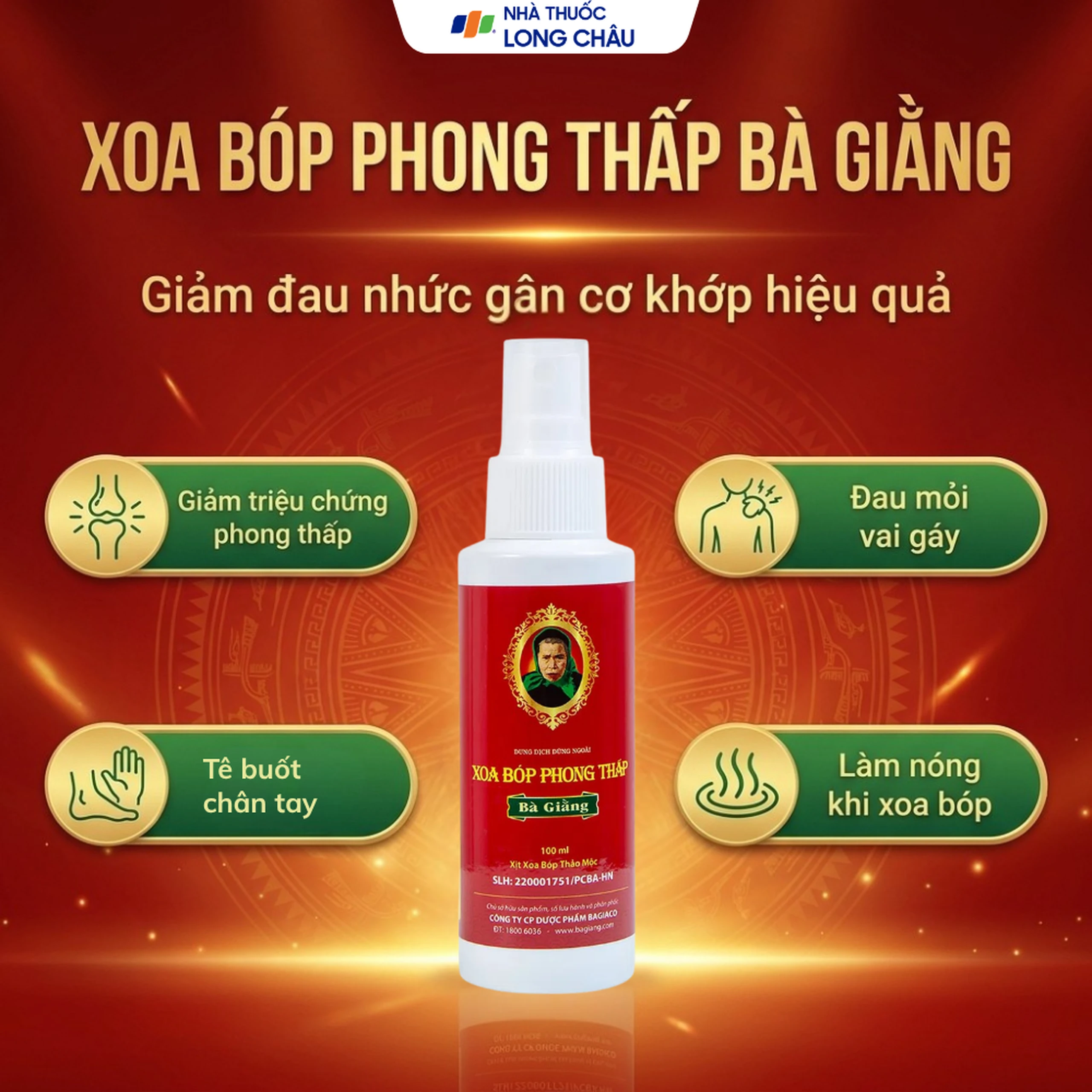Xịt xoa bóp phong thấp Bà Giằng 100ml giúp giảm chứng phong thấp, đau mỏi, suy tĩnh mạch 1