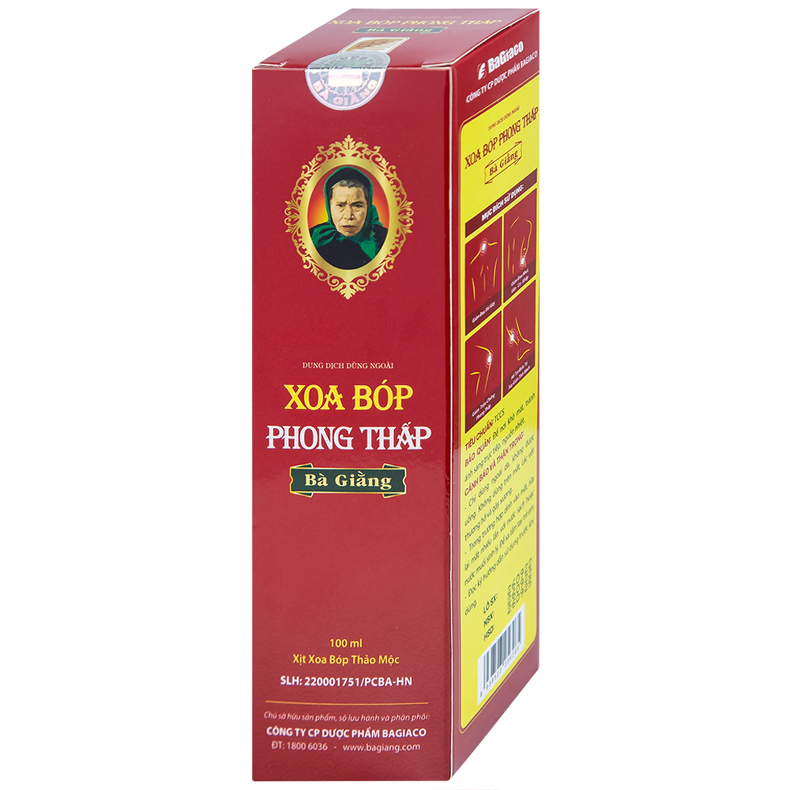 Xịt xoa bóp phong thấp Bà Giằng 100ml giúp giảm chứng phong thấp, đau mỏi, suy tĩnh mạch