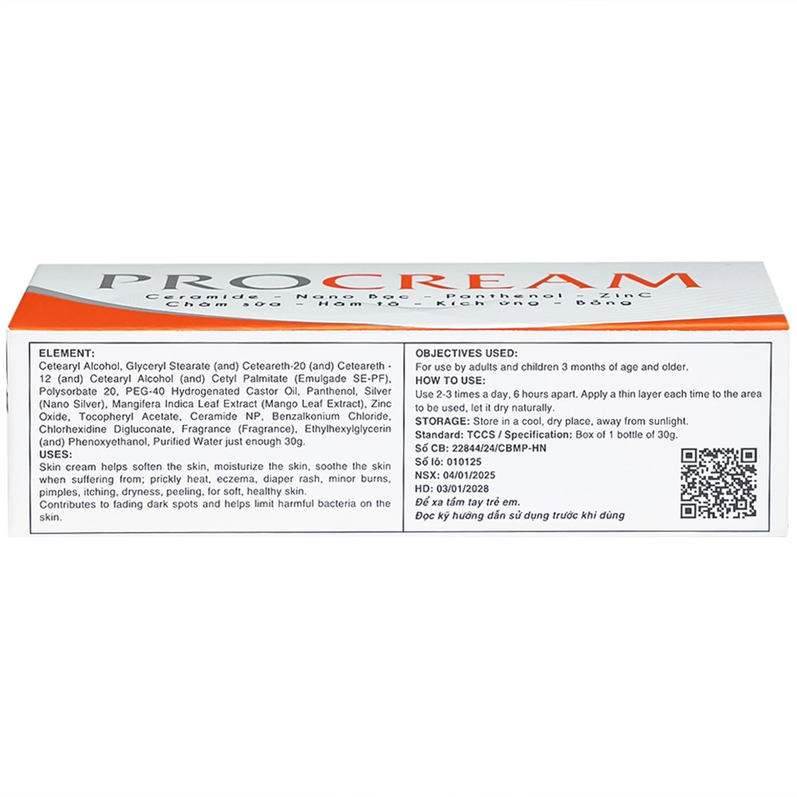 Kem bôi hăm tã, chàm sữa, bỏng, kích ứng da Procream 30g