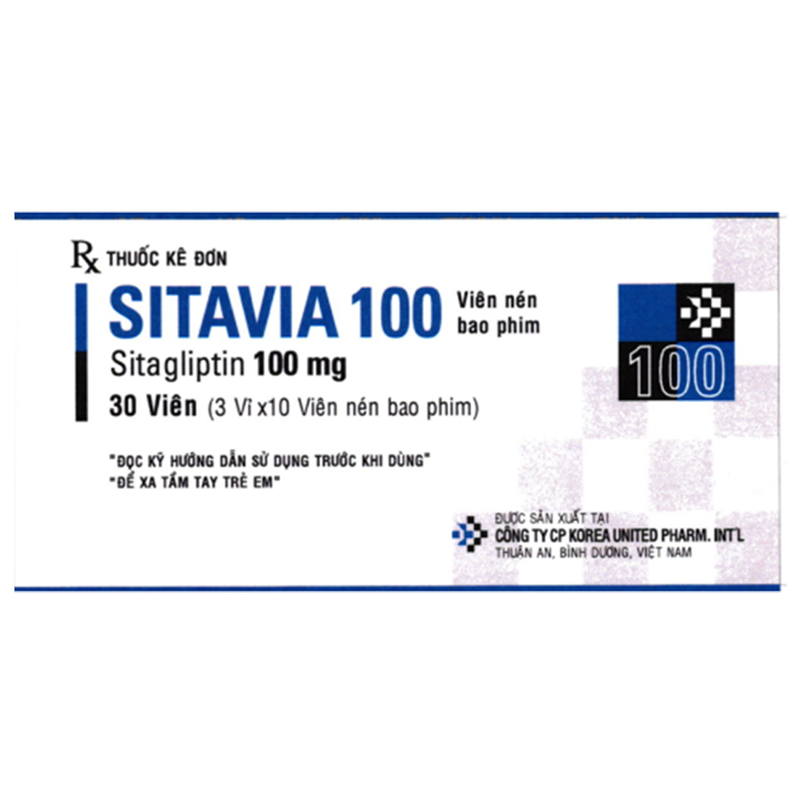 Thuốc Sitavia 100mg United điều trị đái tháo đường típ 2 (3 vỉ x 10 viên)