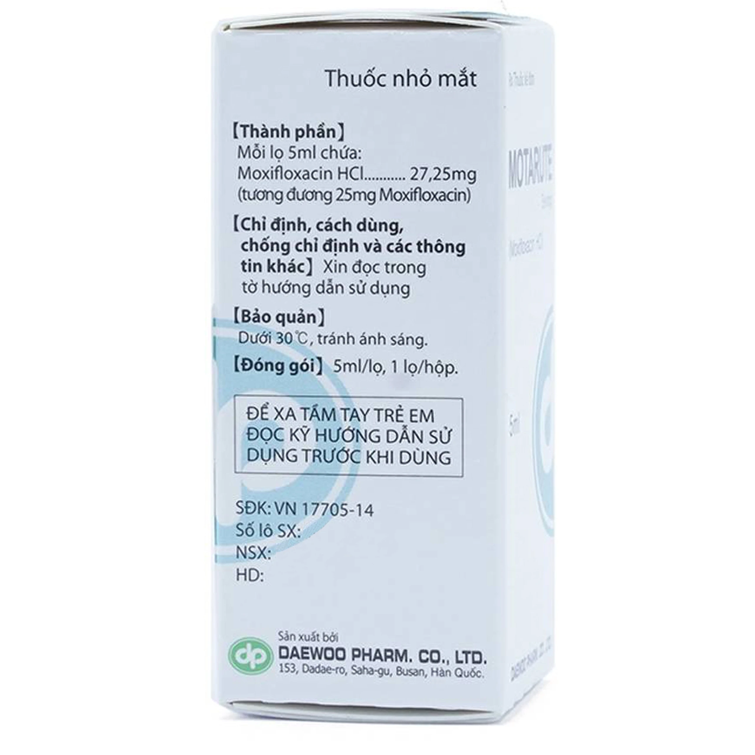 Thuốc nhỏ mắt Motarute Daewoo Pharm điều trị viêm kết mạc (5ml)