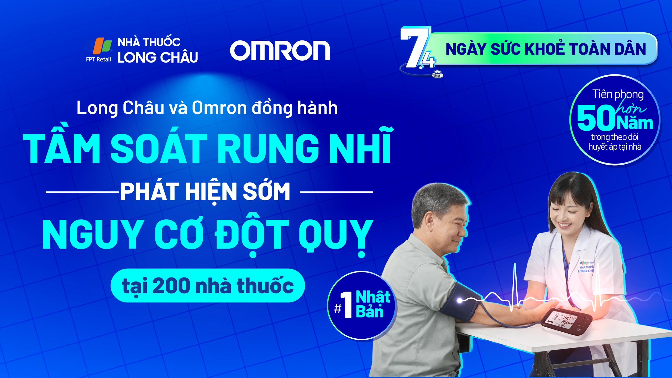 LONG CHÂU VÀ OMRON ĐỒNG HÀNH TẦM SOÁT RUNG NHĨ - PHÁT HIỆN SỚM NGUY CƠ ĐỘT QUỴ TẠI 200 NHÀ THUỐC TRÊN TOÀN QUỐC