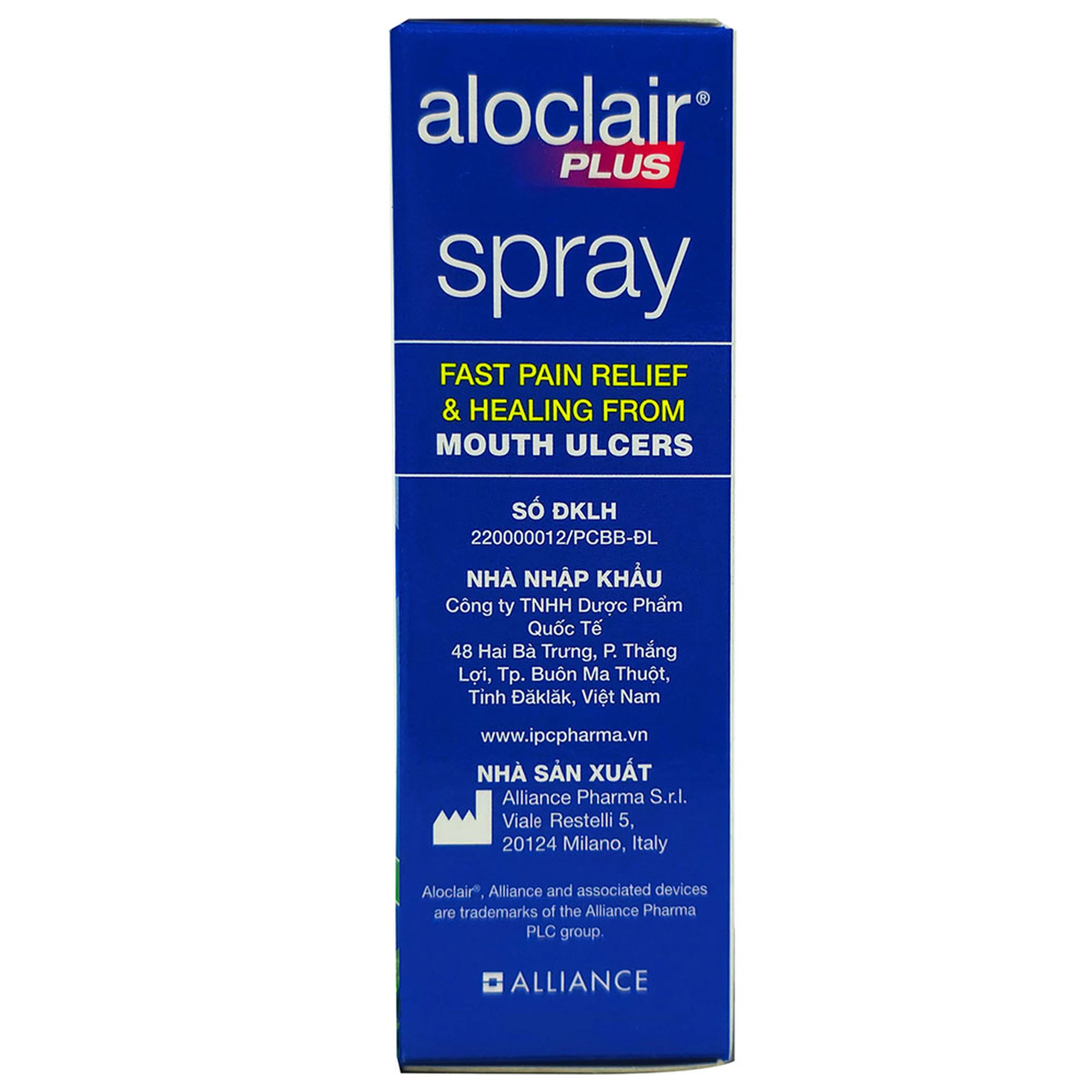 Chai xịt nhiệt miệng, tay chân miệng Aloclair Plus 15ml hỗ trợ điều trị các vết thương trong khoang miệng và ngoài da