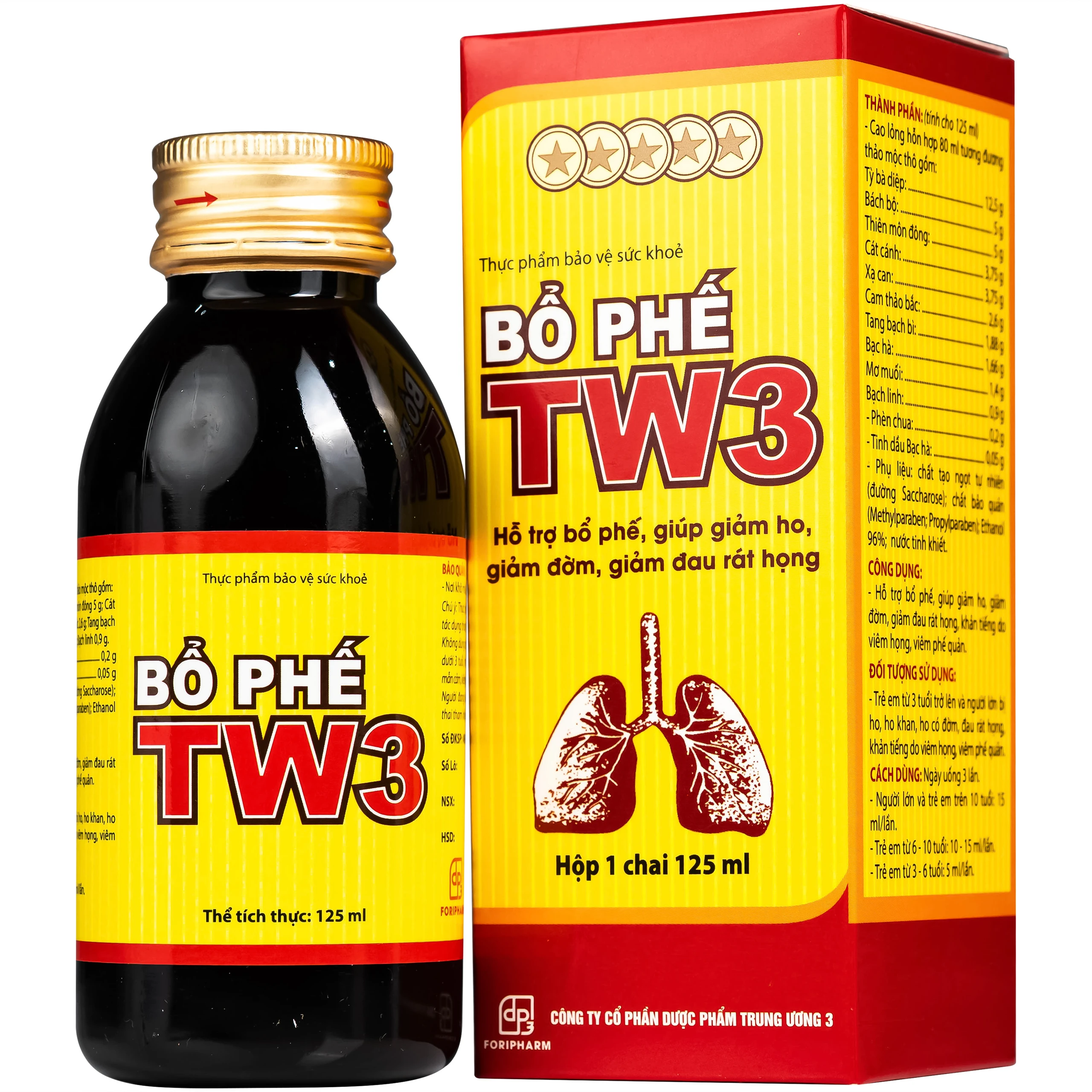 Siro Bổ Phế giảm ho rát họng TW3 (125ml)