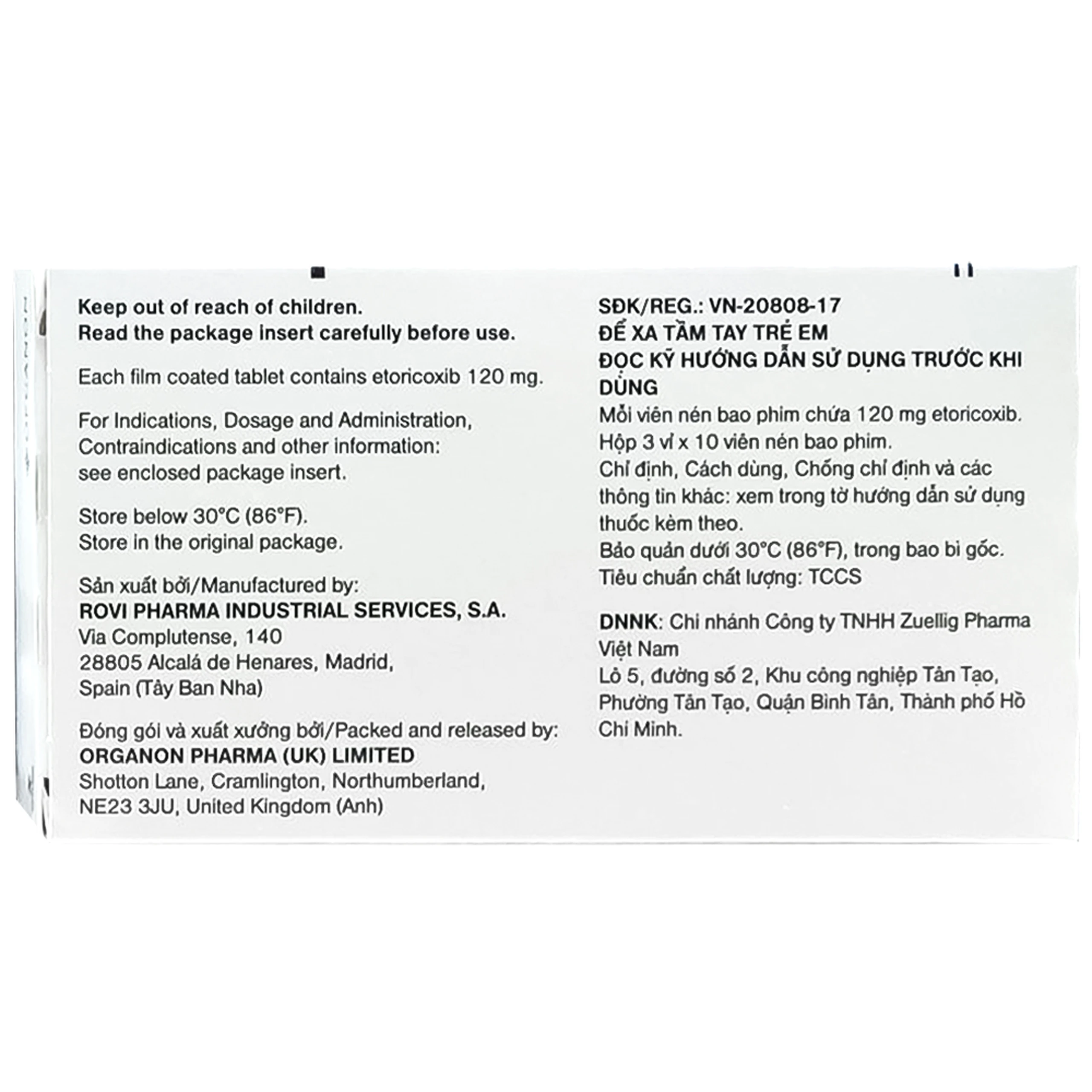 Thuốc Arcoxia 120mg Organon điều trị cấp tính và mãn tính thoái hoá khớp và viêm khớp dạng thấp (3 vỉ x 10 viên)