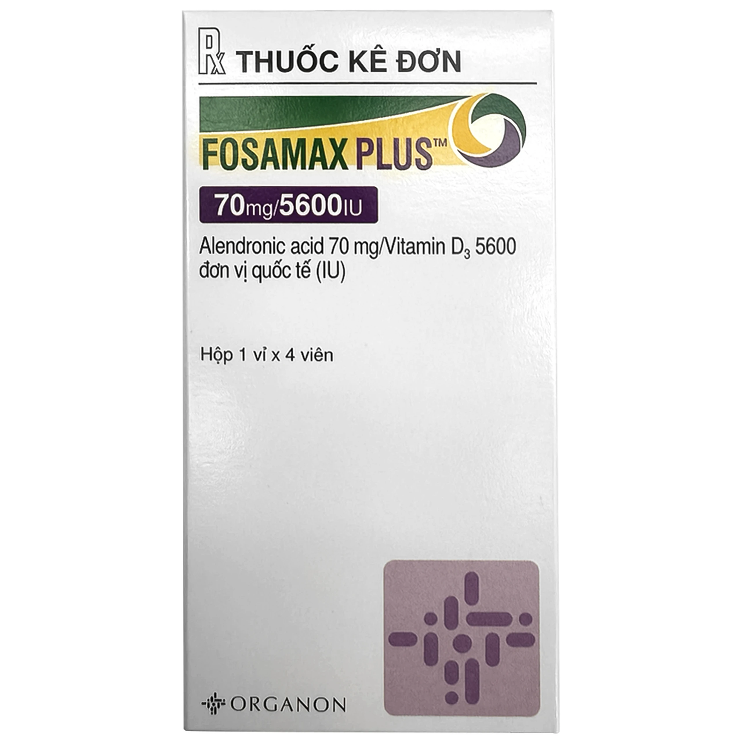 Thuốc Fosamax Plus 70mg/5600IU Organon điều trị loãng xương (1 vỉ x 4 viên)