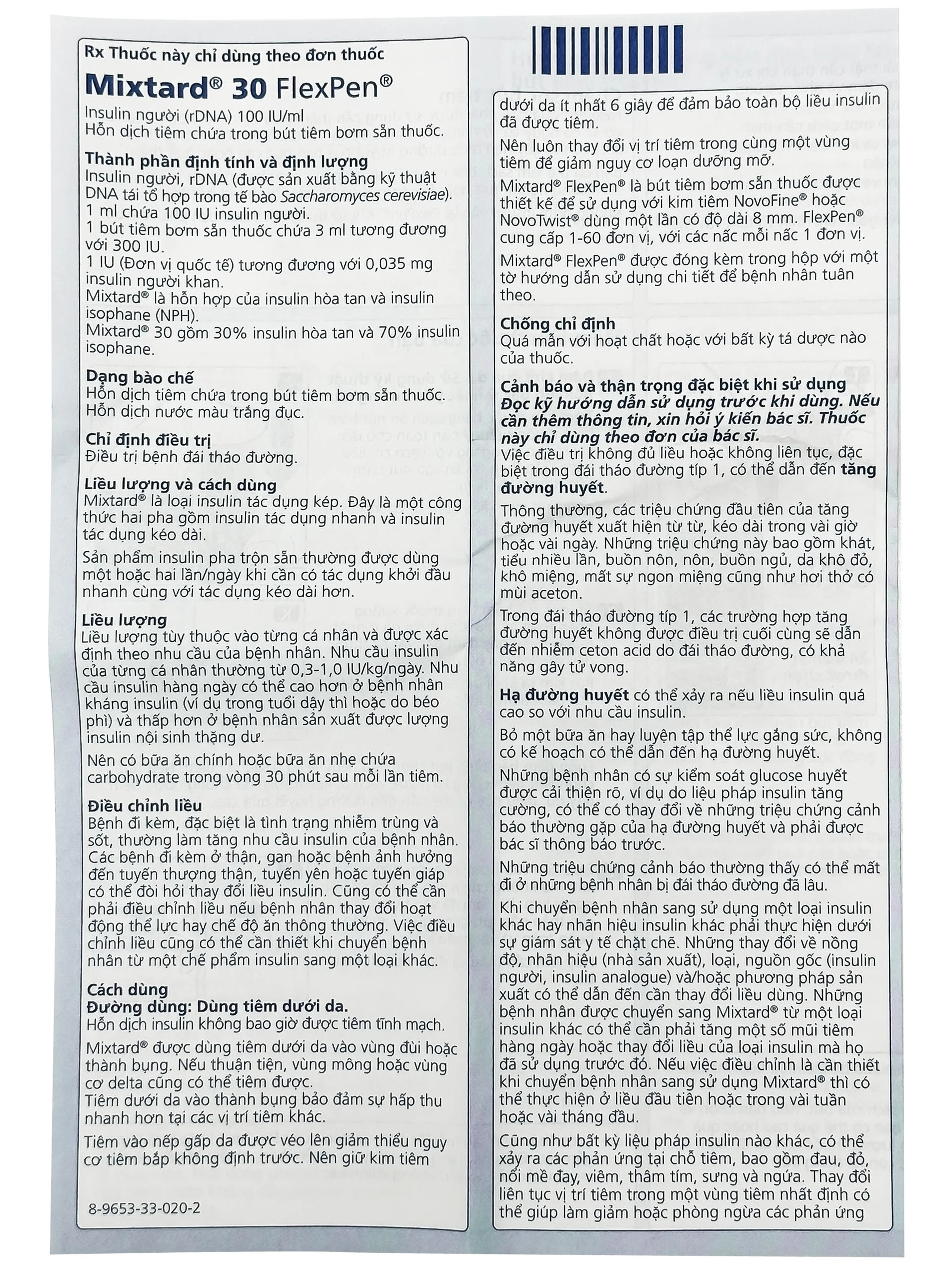Bút tiêm Mixtard 30 Flexpen 100 IU/ml Novo Nordisk điều trị bệnh đái tháo đường (5 cây x 3ml)
