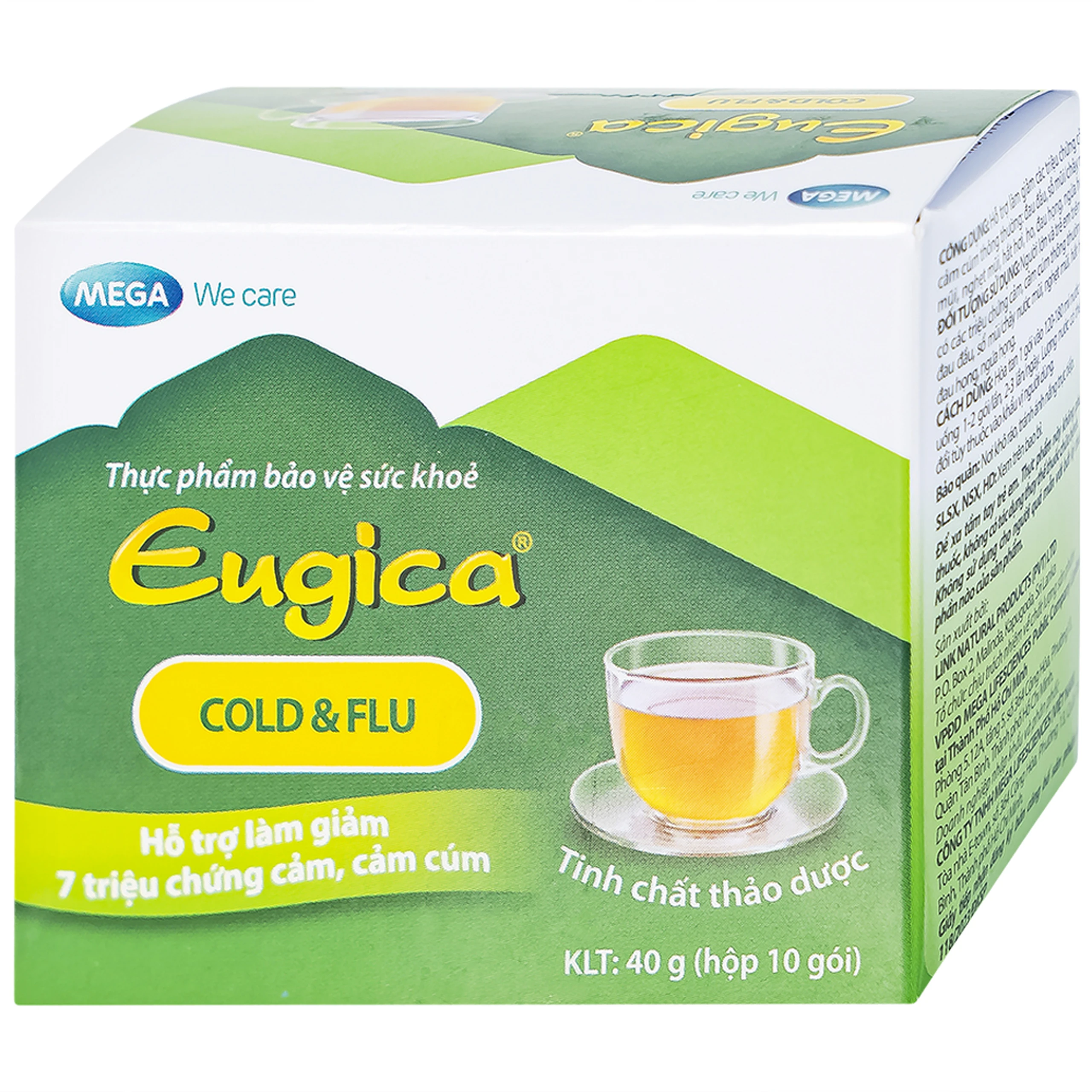 Cốm hỗ trợ làm giảm các triệu chứng cảm Eugica Cold & Flu Mega (10 gói)