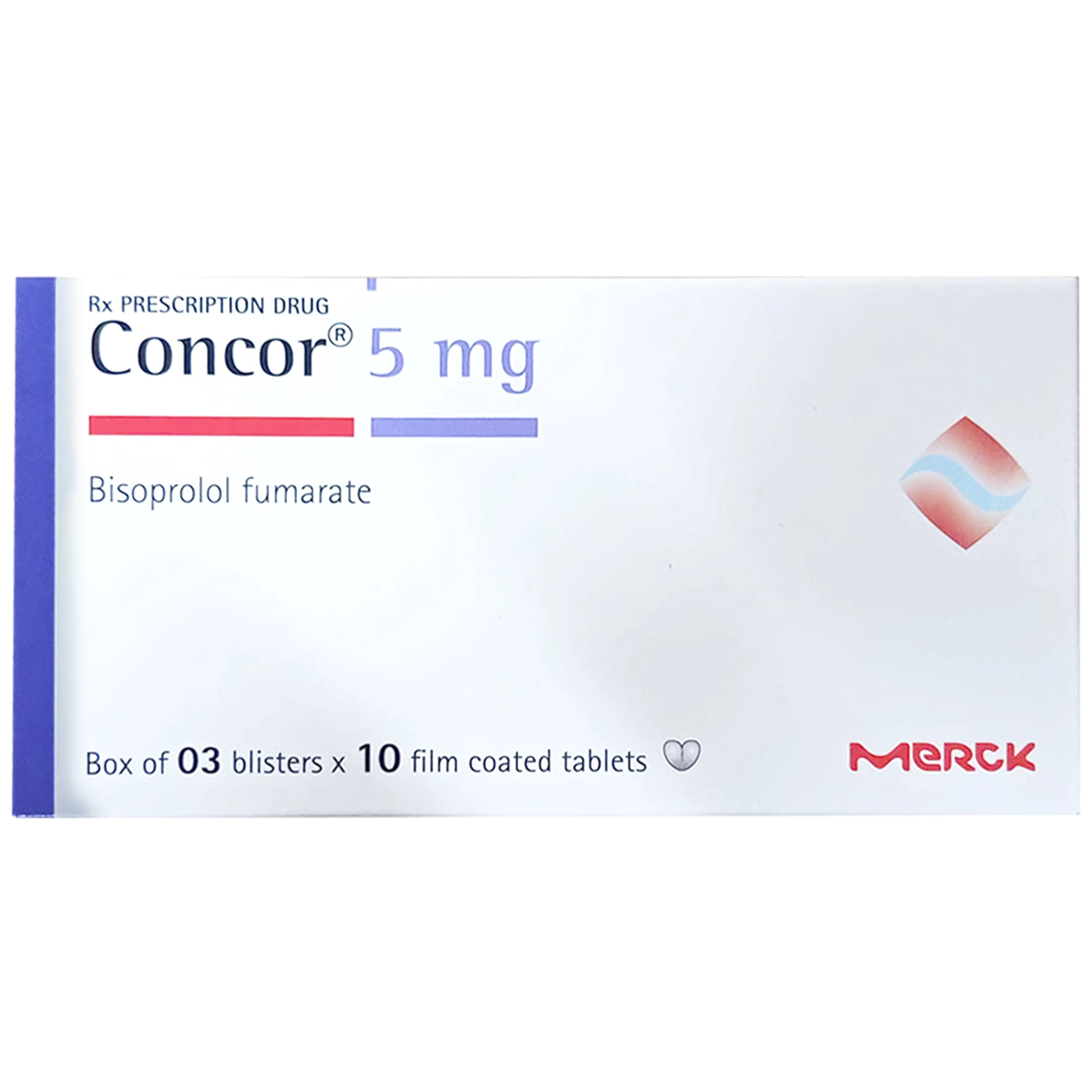 Thuốc Concor 5mg Merck điều trị tăng huyết áp, đau thắt ngực (3 vỉ x 10 viên) 5
