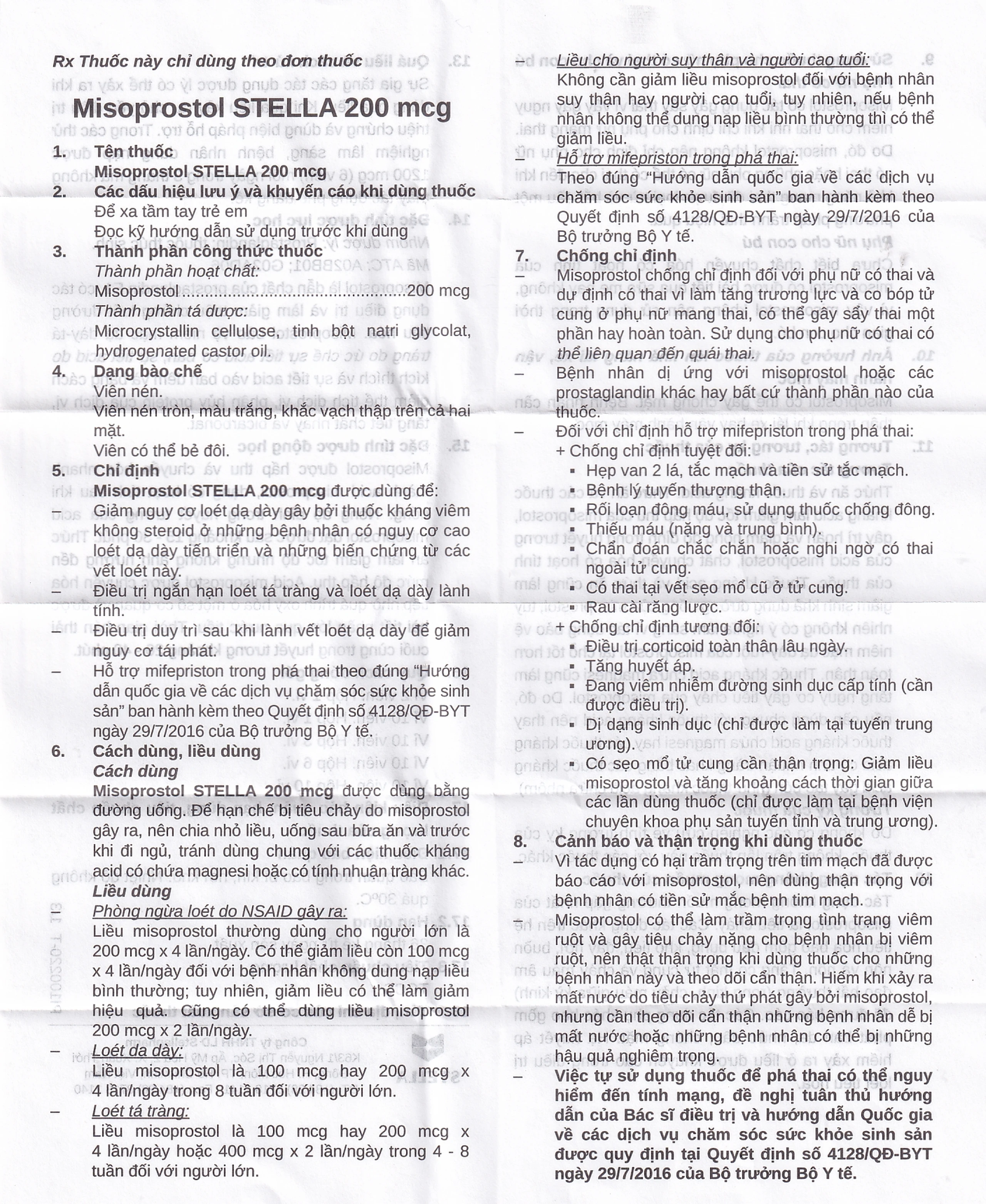 Viên nén Misoprostol Stella 200mcg giảm nguy cơ loét dạ dày (3 vỉ x 10 viên)