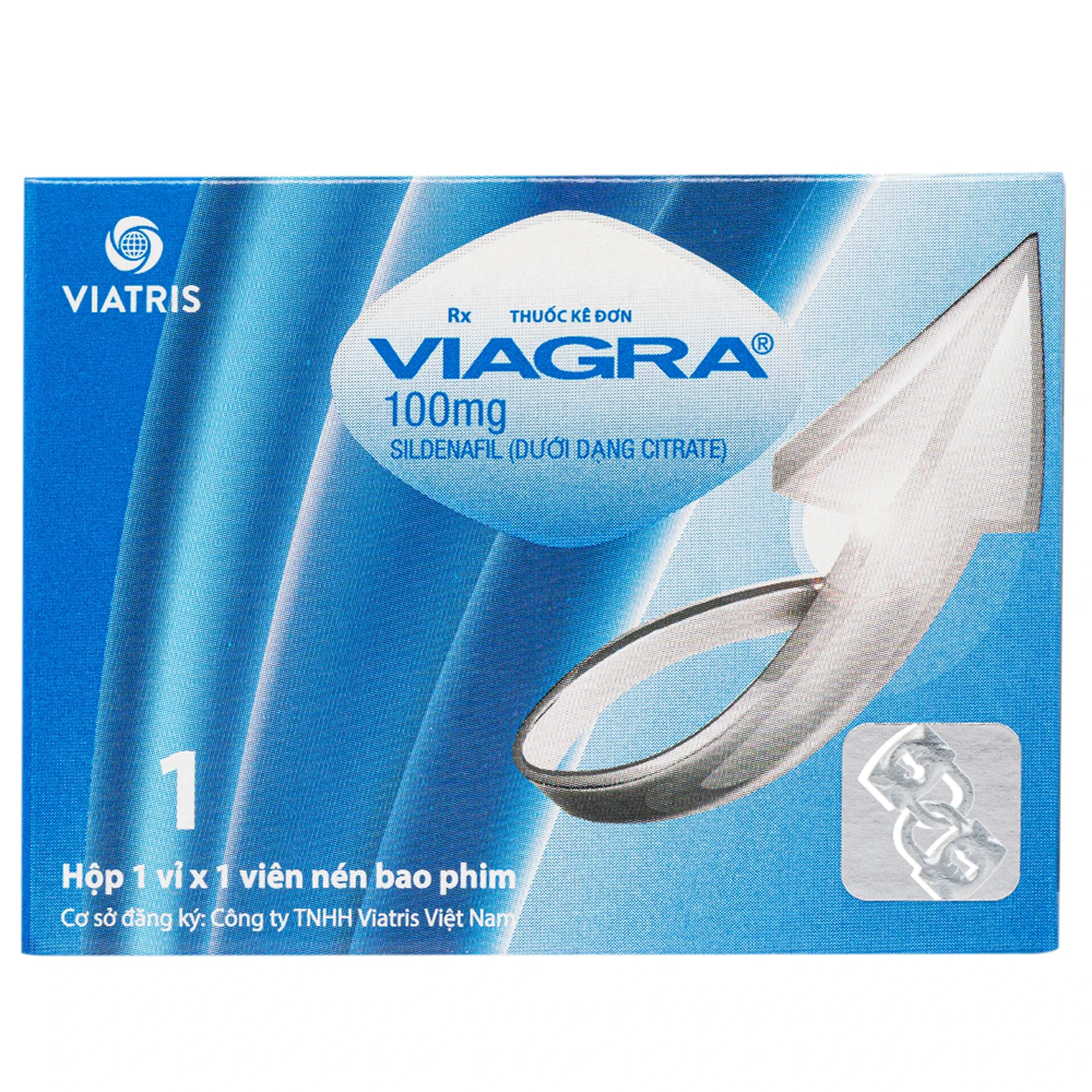Thuốc Viagra 100mg Viatris điều trị rối loạn cương dương (1 vỉ x 1 viên)