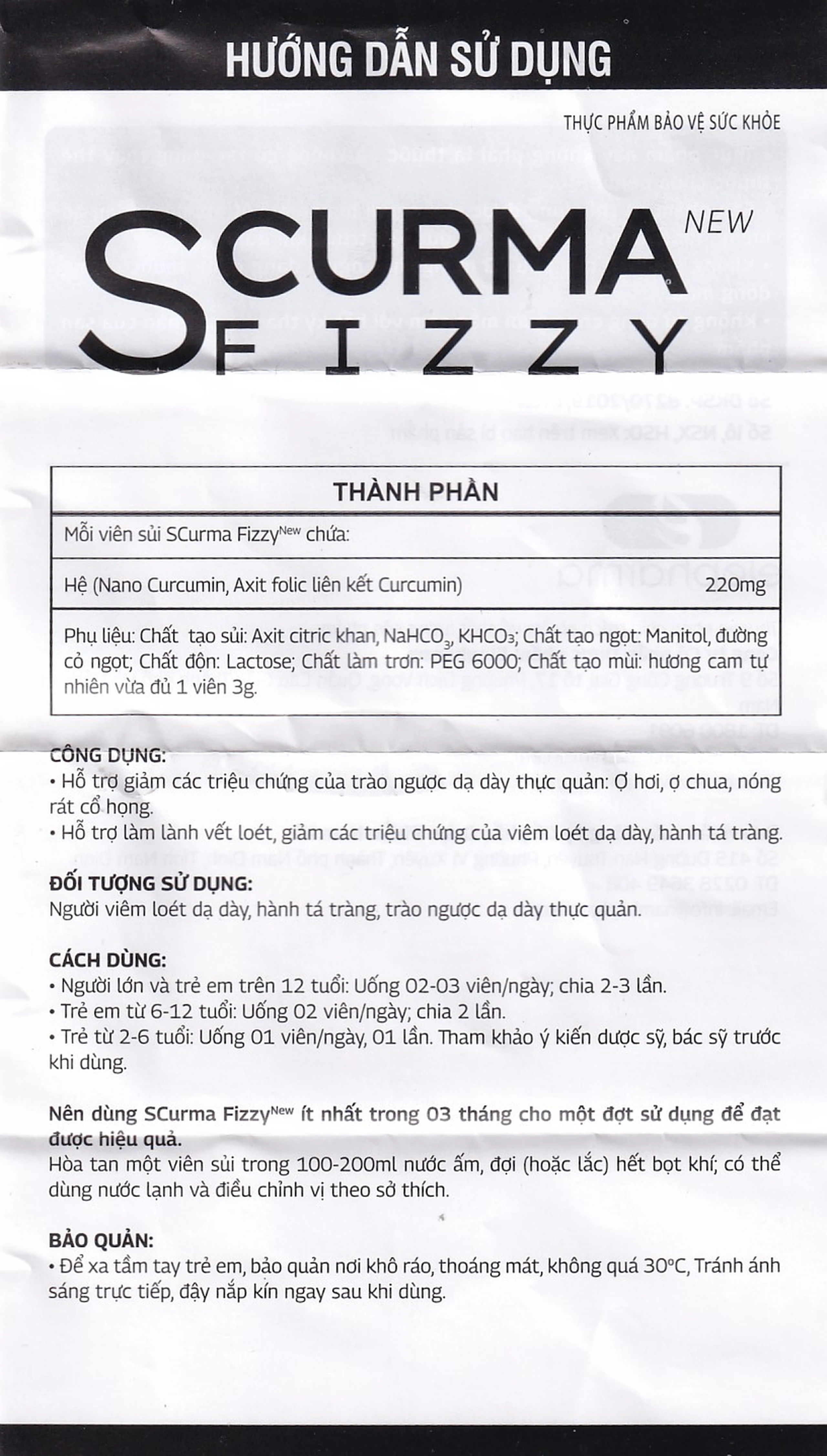 Viên sủi Scurma Fizzy Nano Curcumin hỗ trợ giảm các triệu chứng trào ngược dạ dày thực quản (2 tuýt x 10 viên) 5